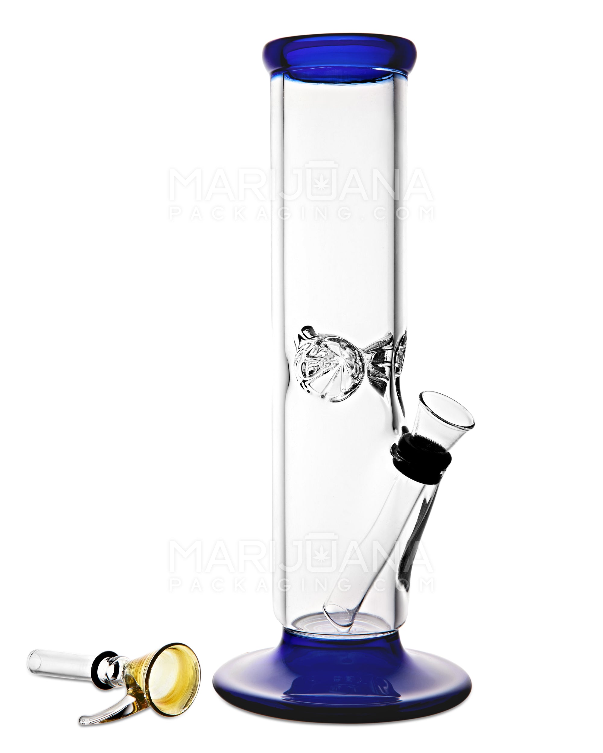 USA Glass | Straight Glass Water Pipe w/ Ice Catcher | 9in Tall - Grommet Bowl - Blue - 2