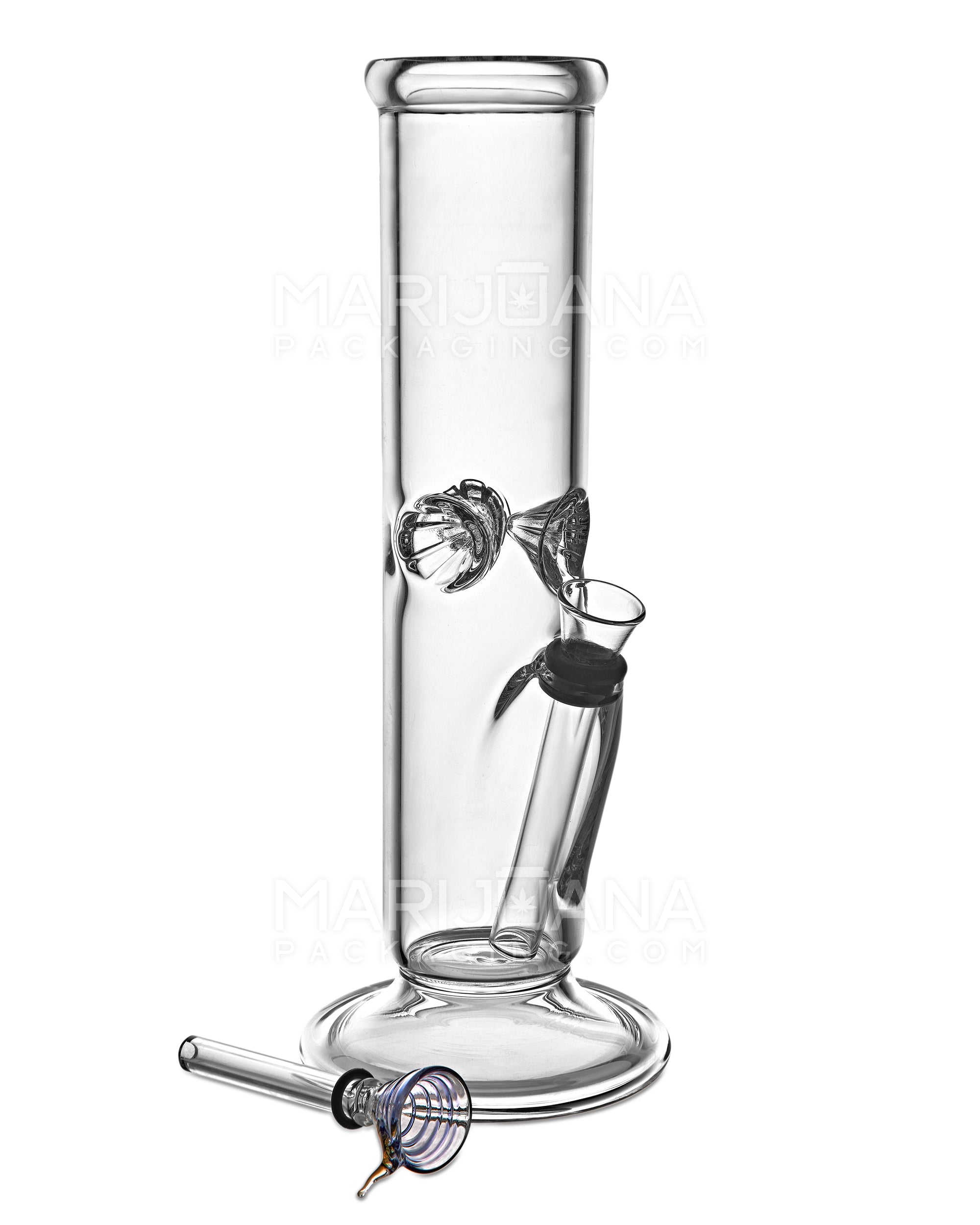 USA Glass | Straight Glass Water Pipe w/ Ice Catcher | 9in Tall - Grommet Bowl - Clear - 2