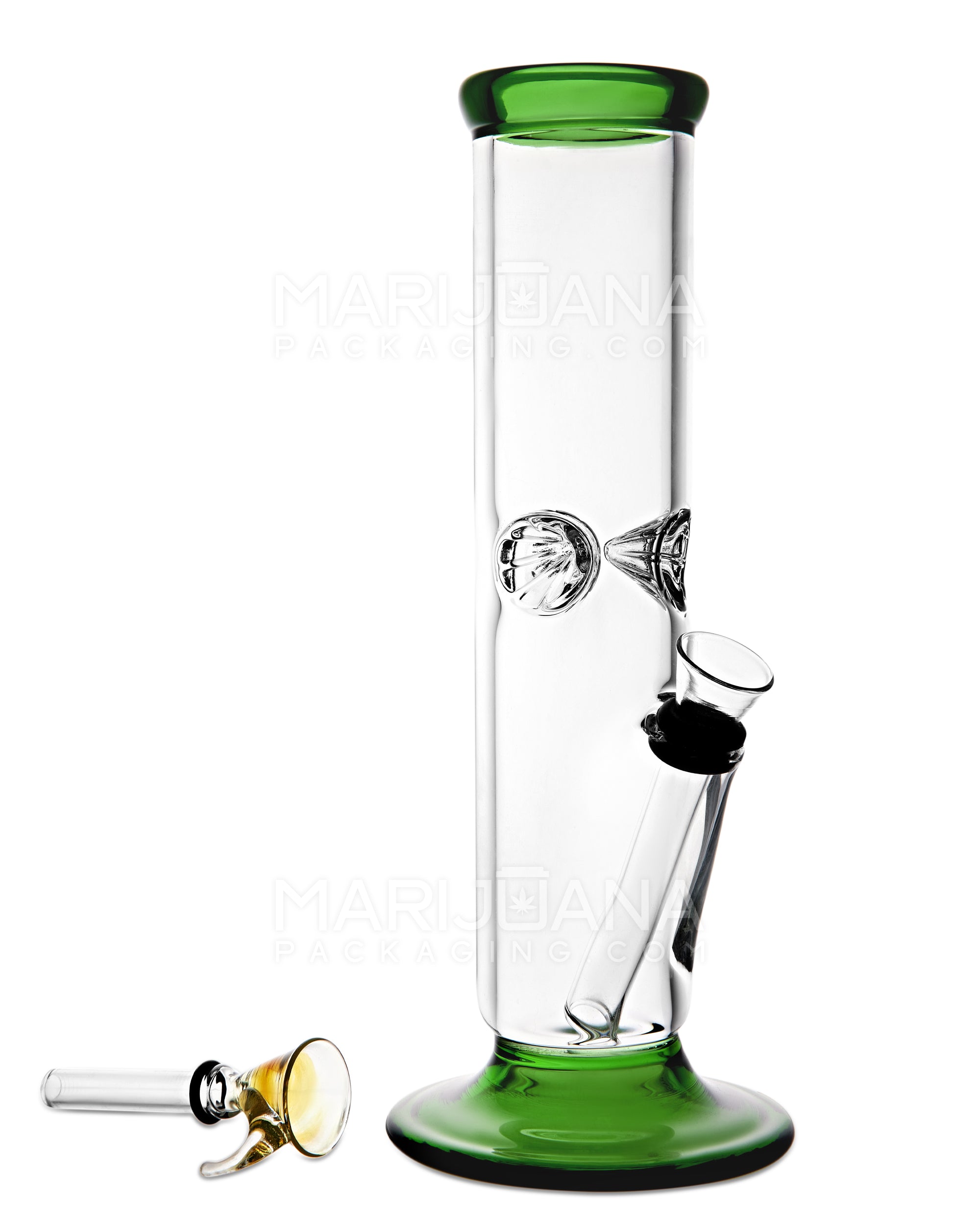 USA Glass | Straight Glass Water Pipe w/ Ice Catcher | 9in Tall - Grommet Bowl - Green - 2