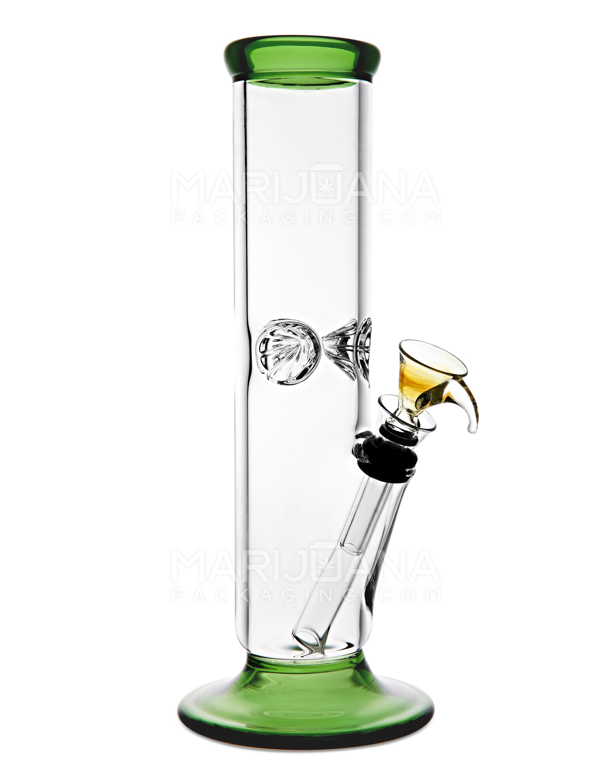 USA Glass | Straight Glass Water Pipe w/ Ice Catcher | 9in Tall - Grommet Bowl - Green - 1