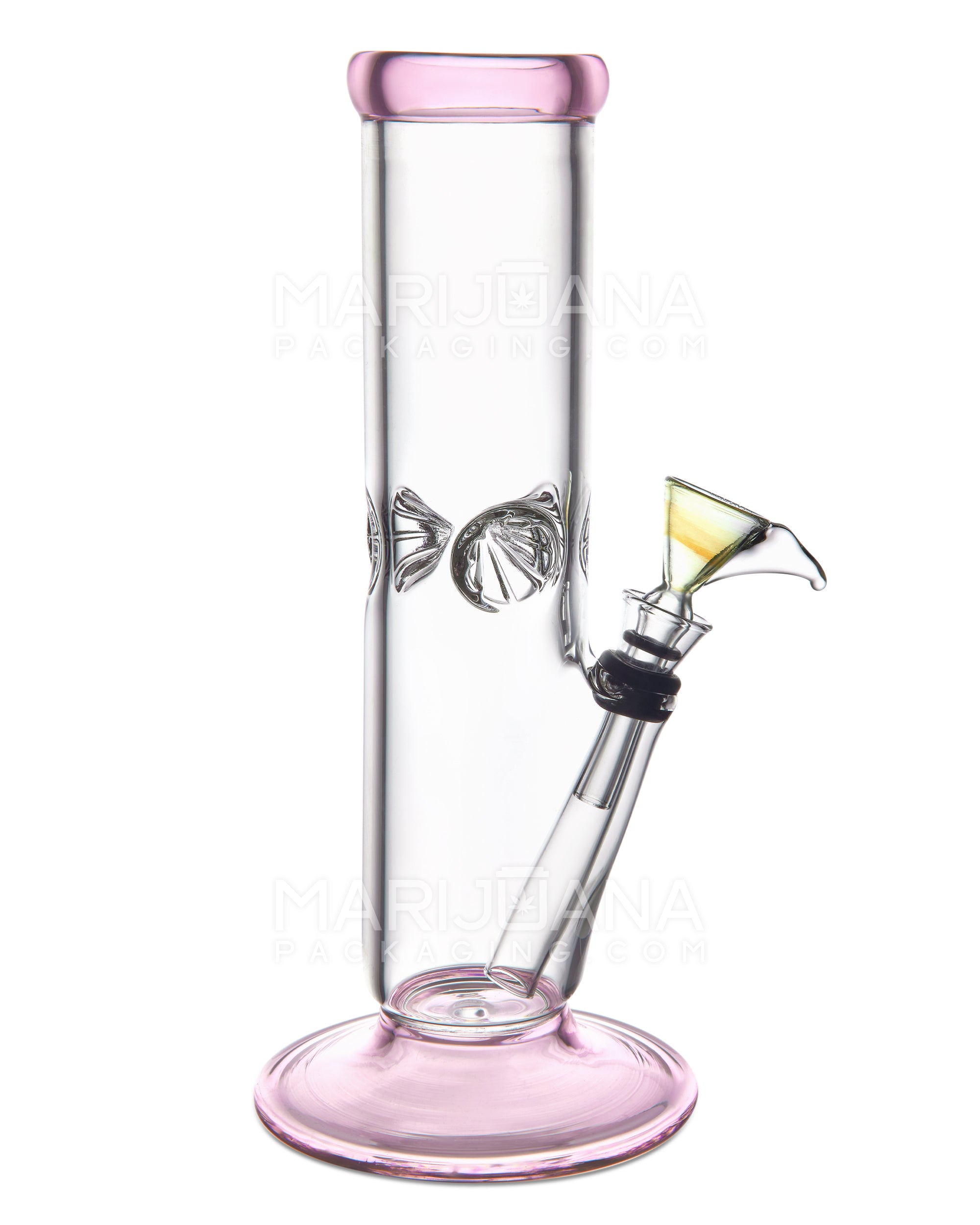USA Glass | Straight Glass Water Pipe w/ Ice Catcher | 9in Tall - Grommet Bowl - Pink - 1