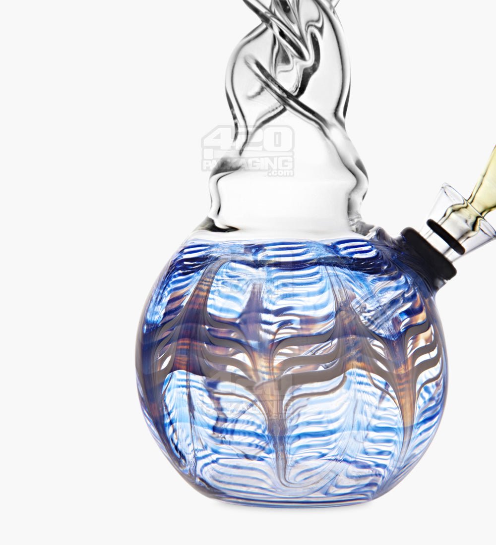 USA Glass Spiral Neck Raked Glass Egg Water Pipe | 10in Tall - Grommet Bowl - Assorted - 4