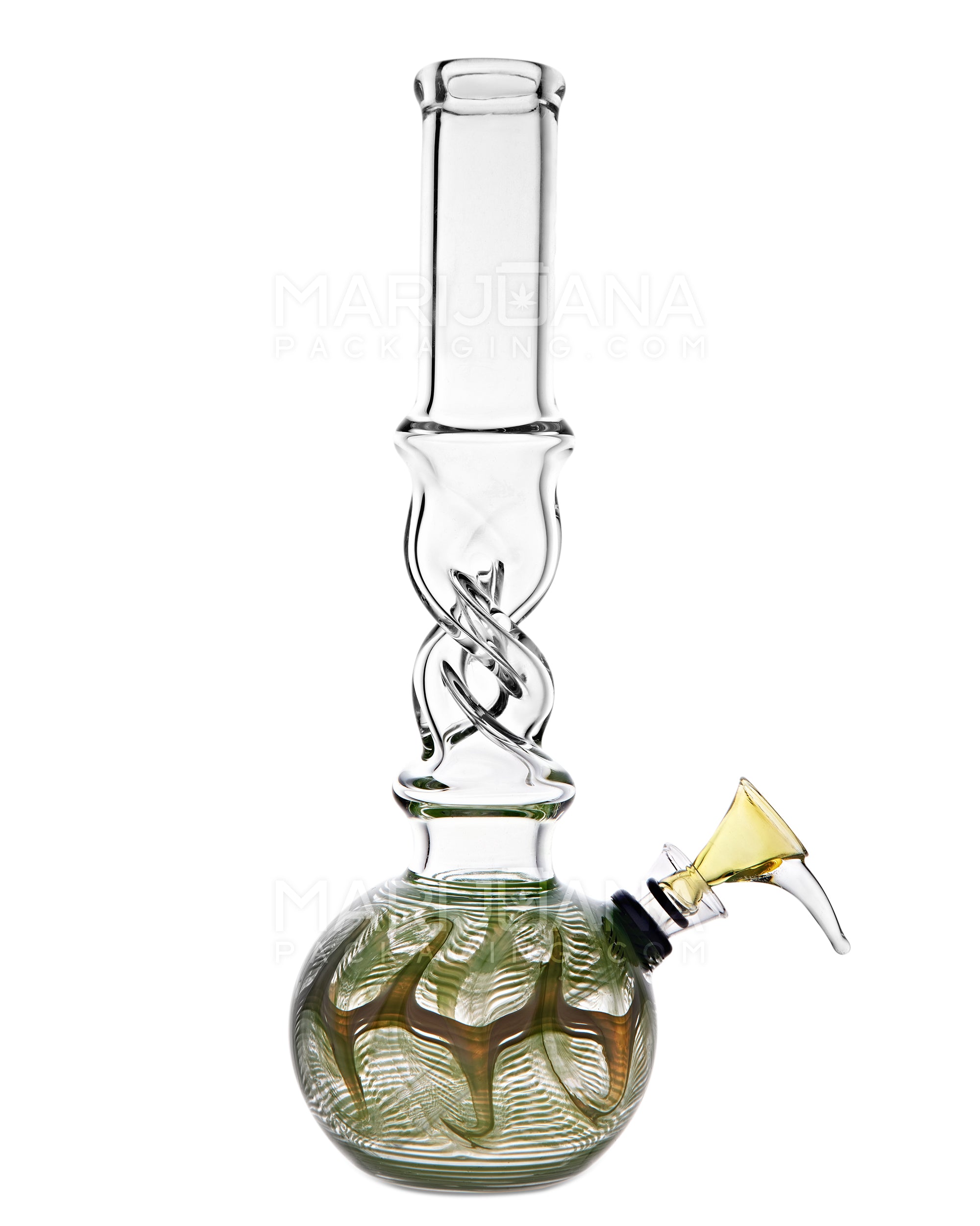 USA Glass | Spiral Neck Raked Glass Egg Water Pipe | 10in Tall - Grommet Bowl - Assorted - 6