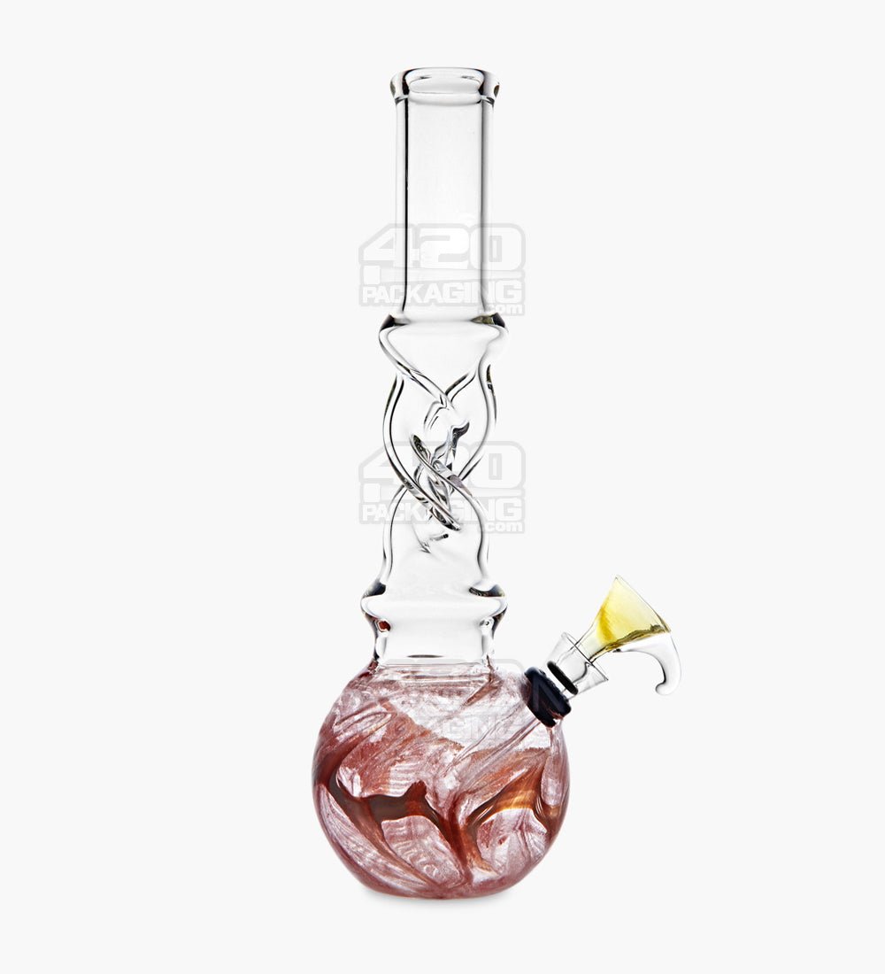 USA Glass Spiral Neck Raked Glass Egg Water Pipe | 10in Tall - Grommet Bowl - Assorted - 6