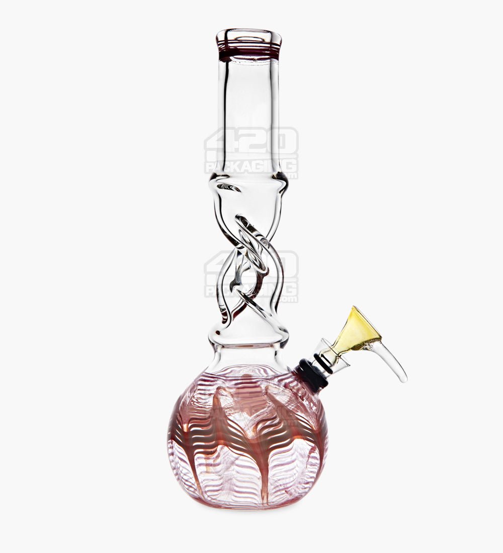 USA Glass Spiral Neck Raked Glass Egg Water Pipe | 10in Tall - Grommet Bowl - Assorted - 7