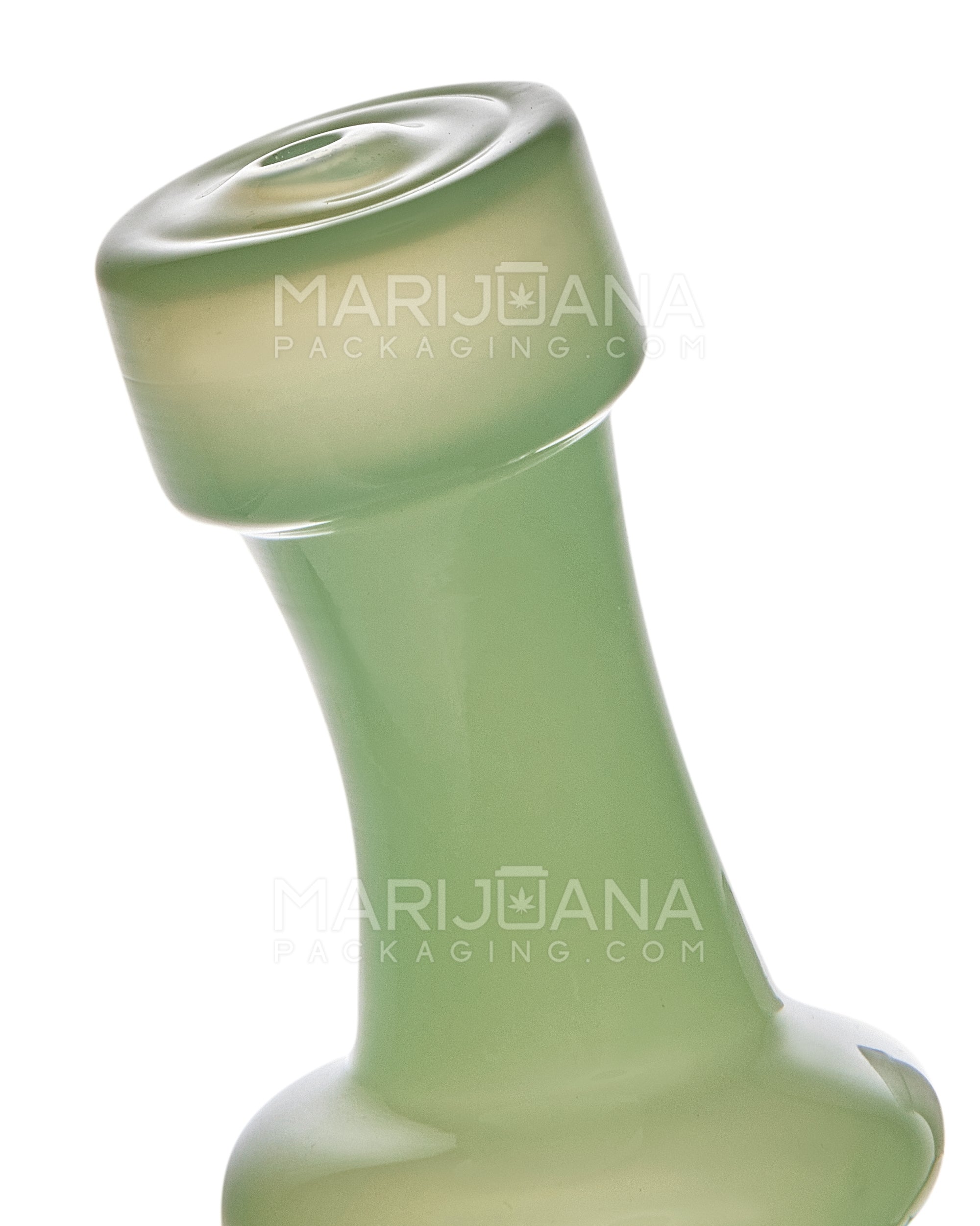 Bent Neck Inline Perc Glass Egg Water Pipe w/ Thick Base | 4in Tall - 10mm Bowl - Jade - 4