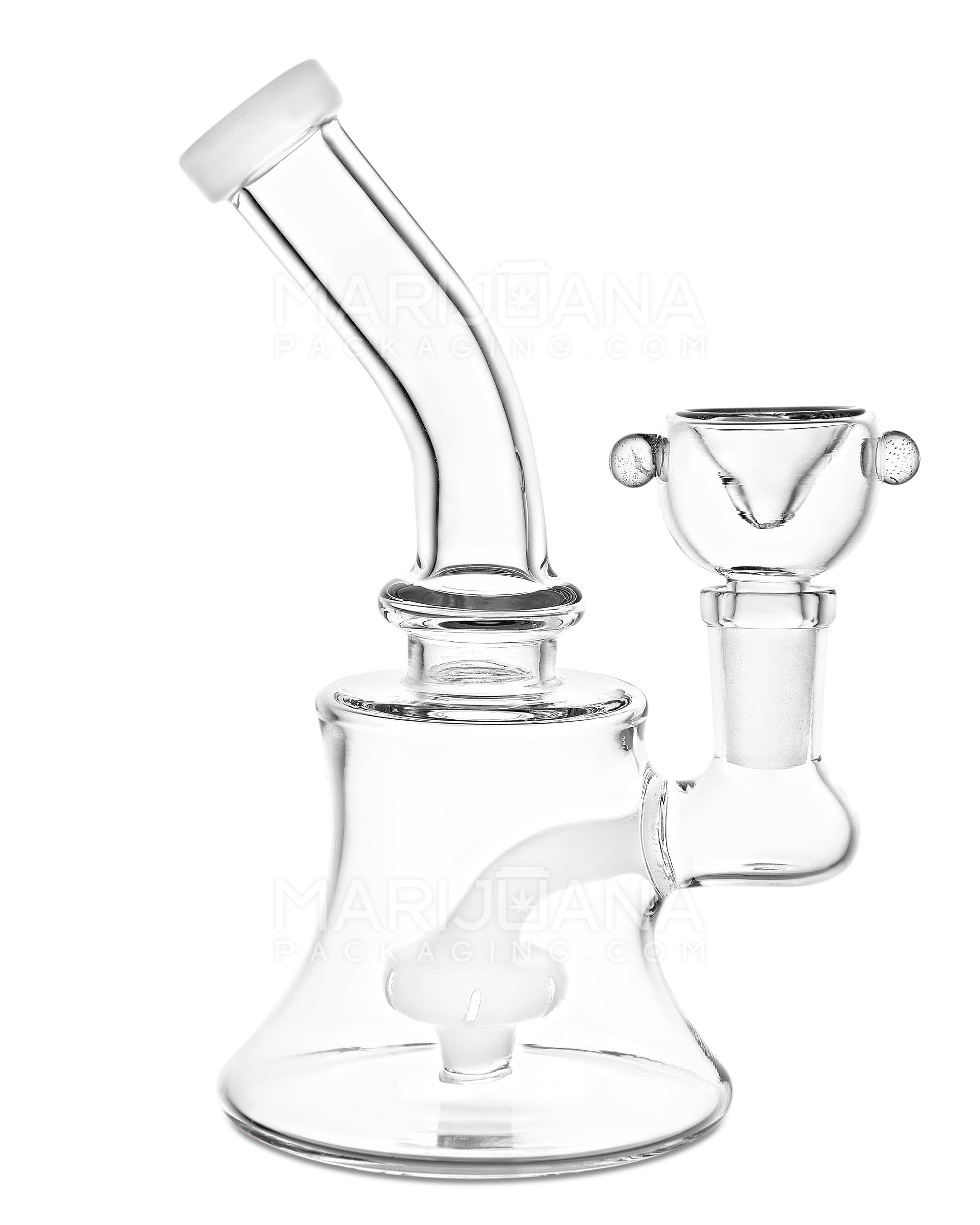 Bent Neck Showerhead Perc Glass Bell Water Pipe | 6in Tall - 14mm Bowl - Assorted - 6