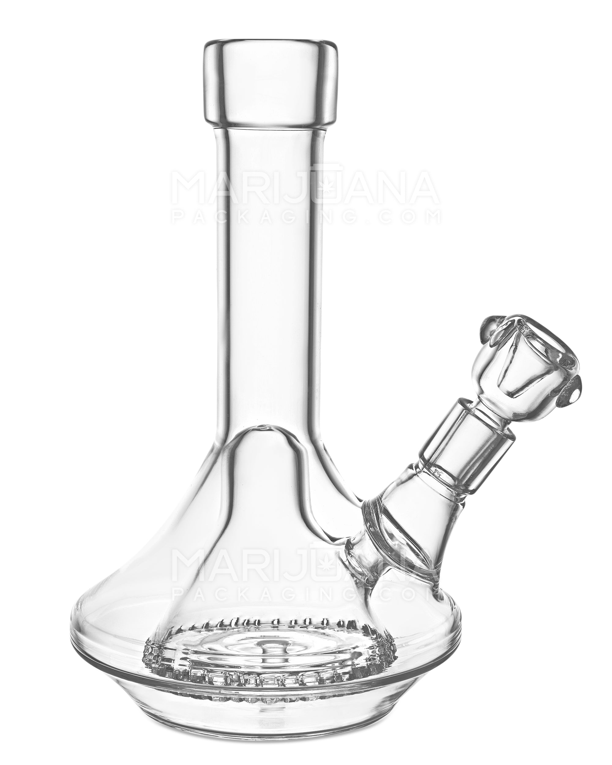 Straight Neck Showerhead Perc Thick Glass UFO Water Pipe w/ Wide Base | 8in Tall - 14mm Bowl - Clear - 1