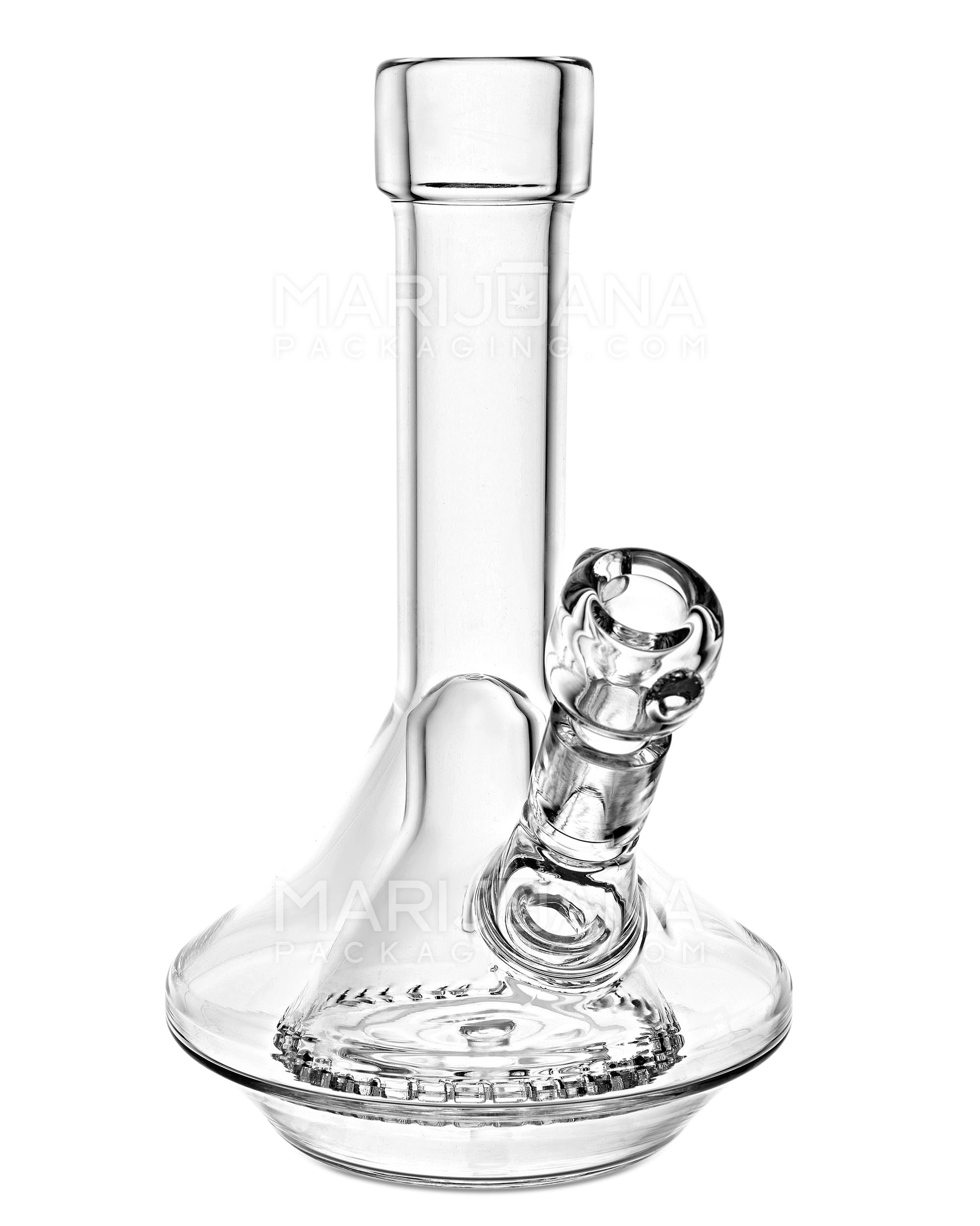 Straight Neck Showerhead Perc Thick Glass UFO Water Pipe w/ Wide Base | 8in Tall - 14mm Bowl - Clear - 4