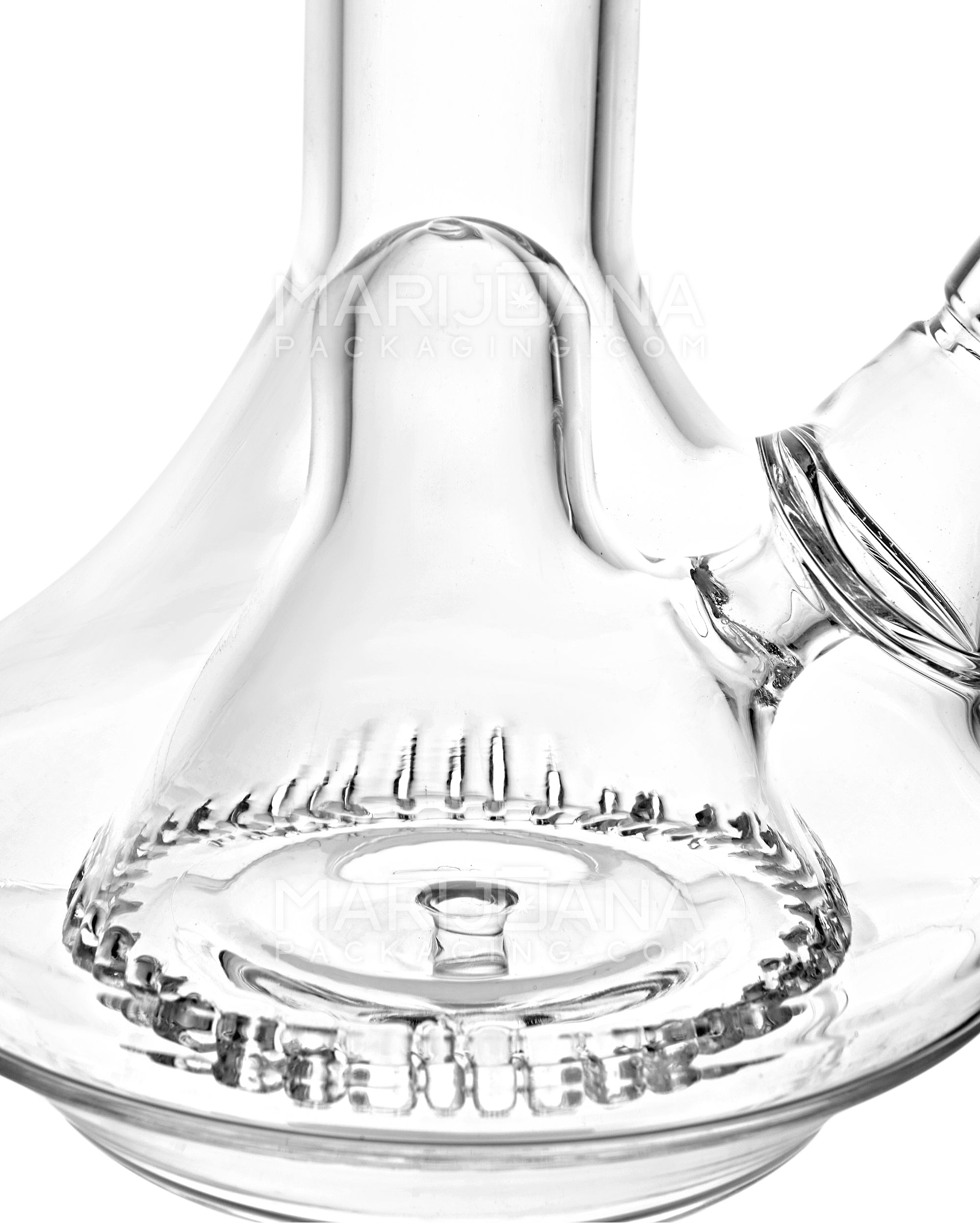 Straight Neck Showerhead Perc Thick Glass UFO Water Pipe w/ Wide Base | 8in Tall - 14mm Bowl - Clear - 3