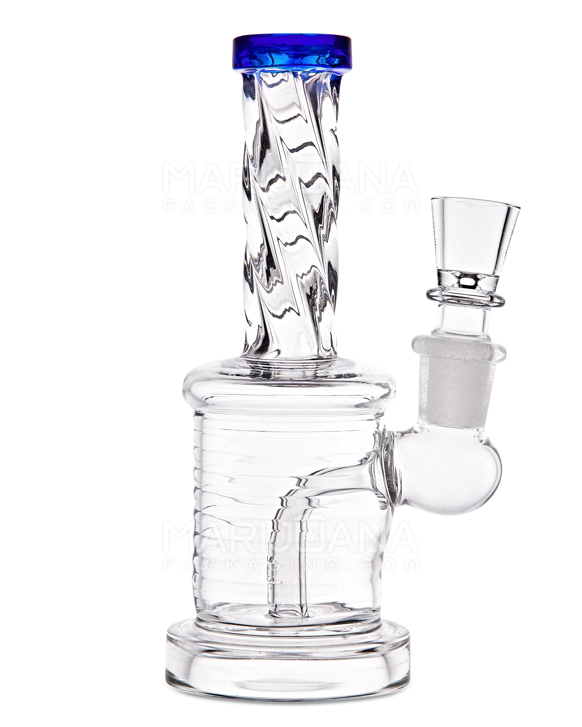 Spiral Neck Ribbed Glass Water Pipe w/ Thick Base | 5in Tall - 14mm Bowl - Assorted - 6