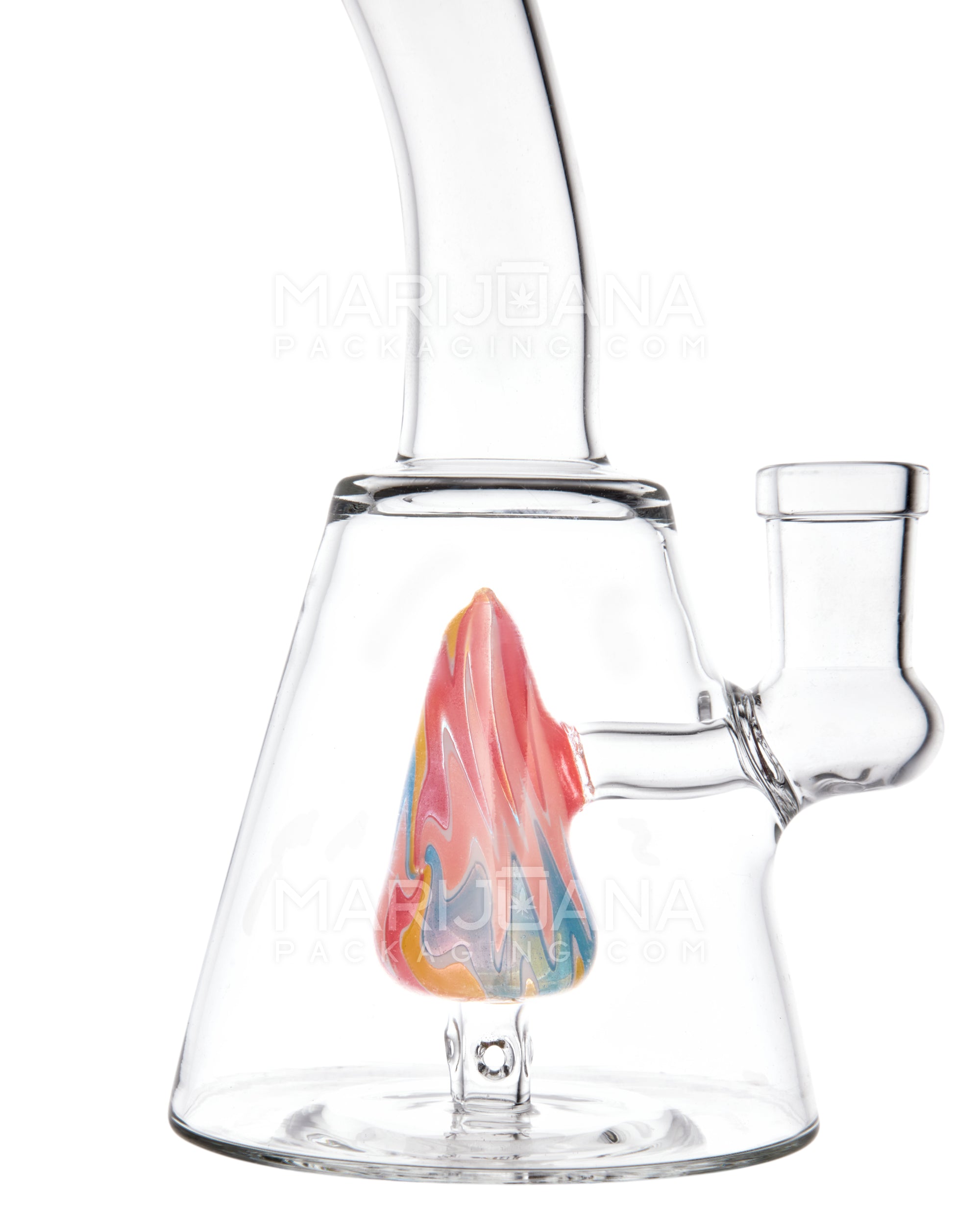 Bent Neck Painted Barrel Perc Glass Beaker Water Pipe | 5in Tall - 14mm Bowl - Mixed - 3