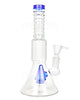 Ribbed Neck Showerhead Perc Glass Beaker Water Pipe | 8.5in Tall - 14mm Bowl - Blue