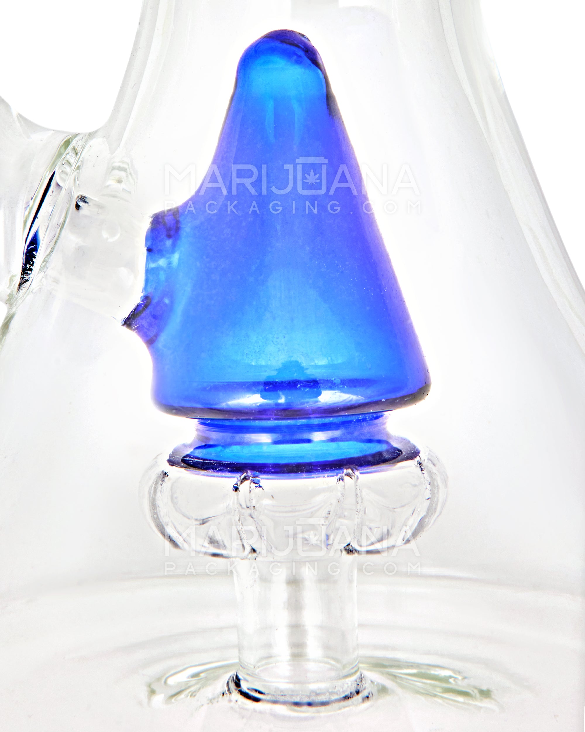 Ribbed Neck Showerhead Perc Glass Beaker Water Pipe | 8.5in Tall - 14mm Bowl - Blue - 3