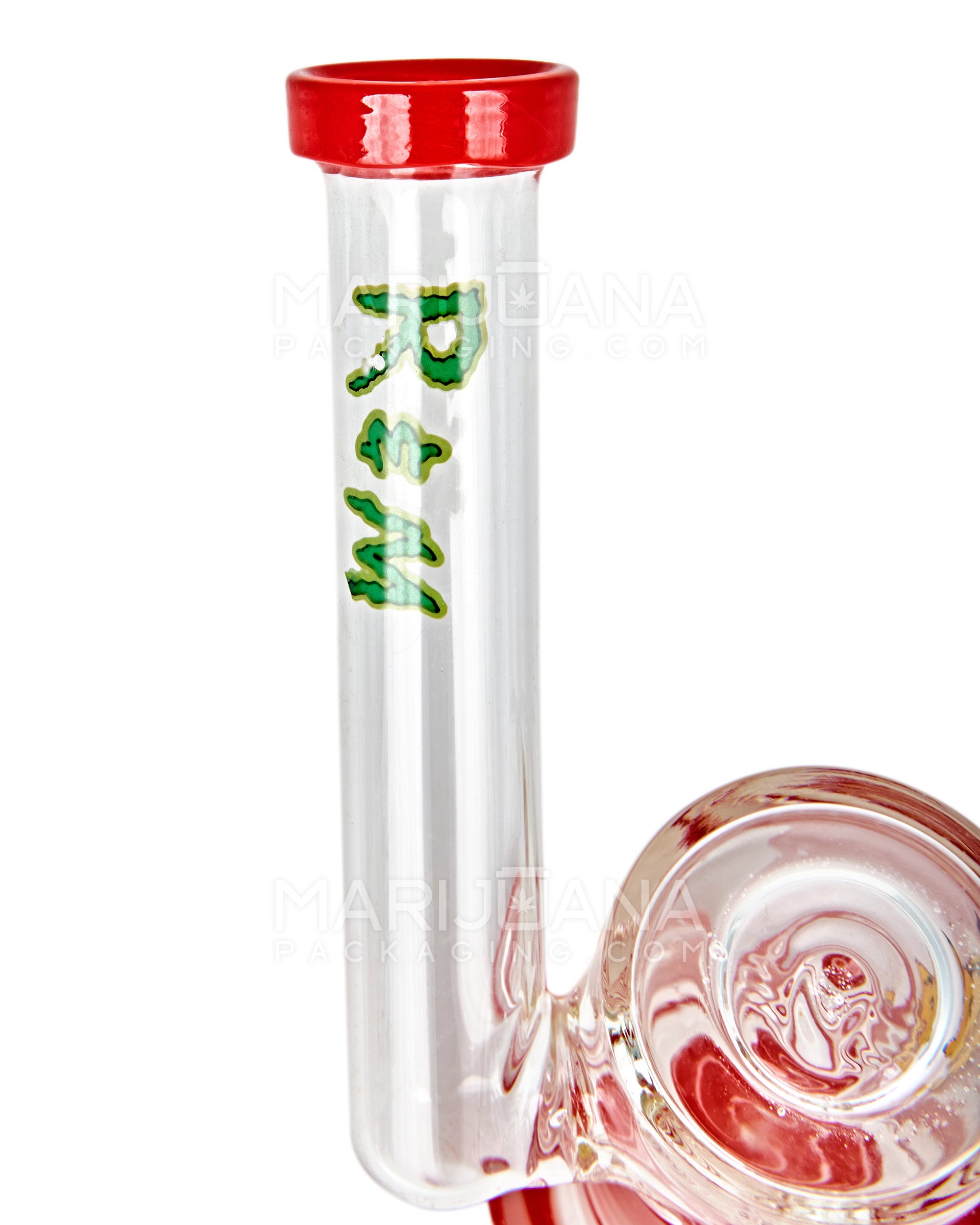 Sidecar Neck Circ Perc Decal Glass Straight Water Pipe w/ Thick Base | 6in Tall - 14mm Bowl - Assorted - 8