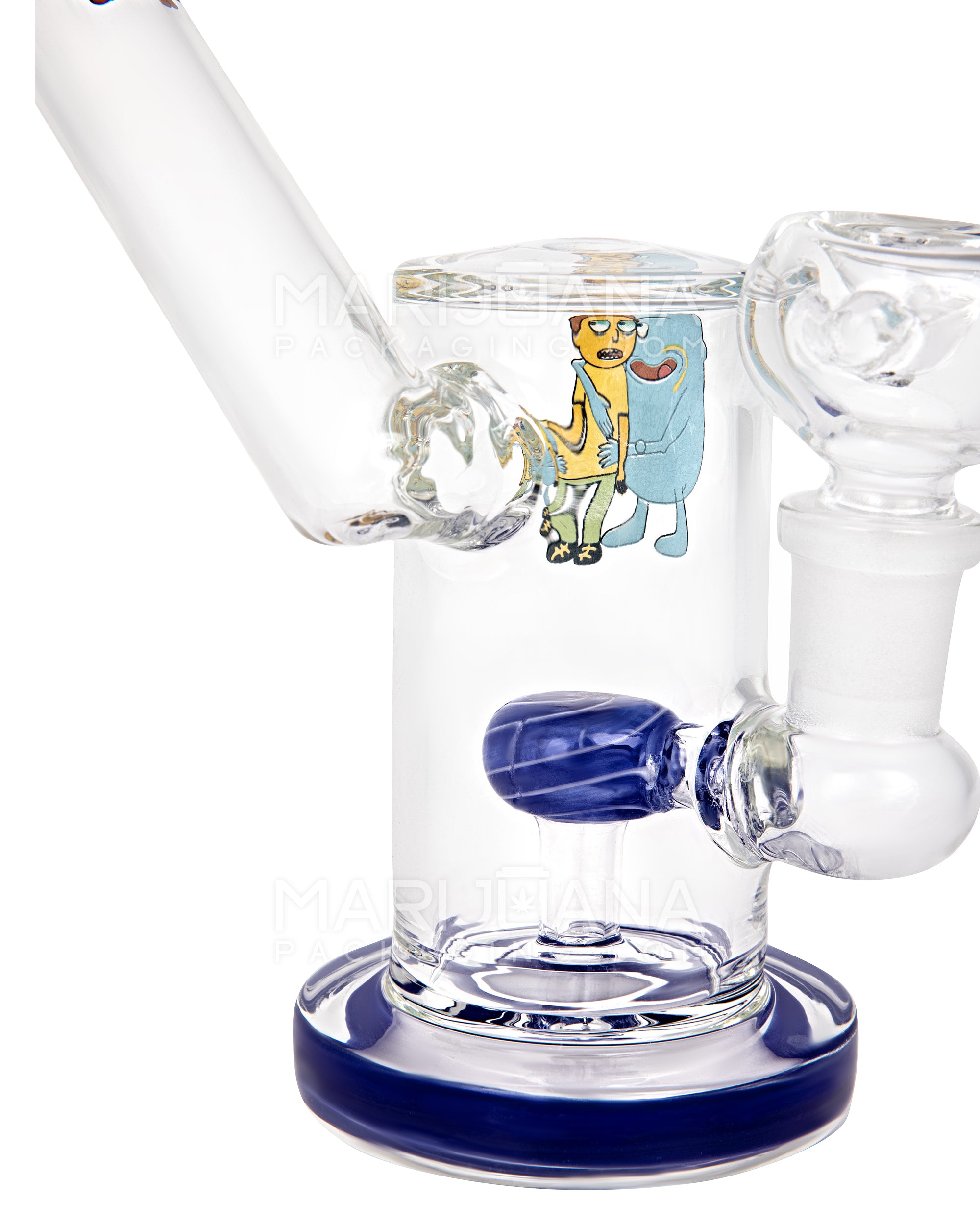 Sidecar Neck Circ Perc Decal Glass Straight Water Pipe w/ Thick Base | 6in Tall - 14mm Bowl - Assorted - 4