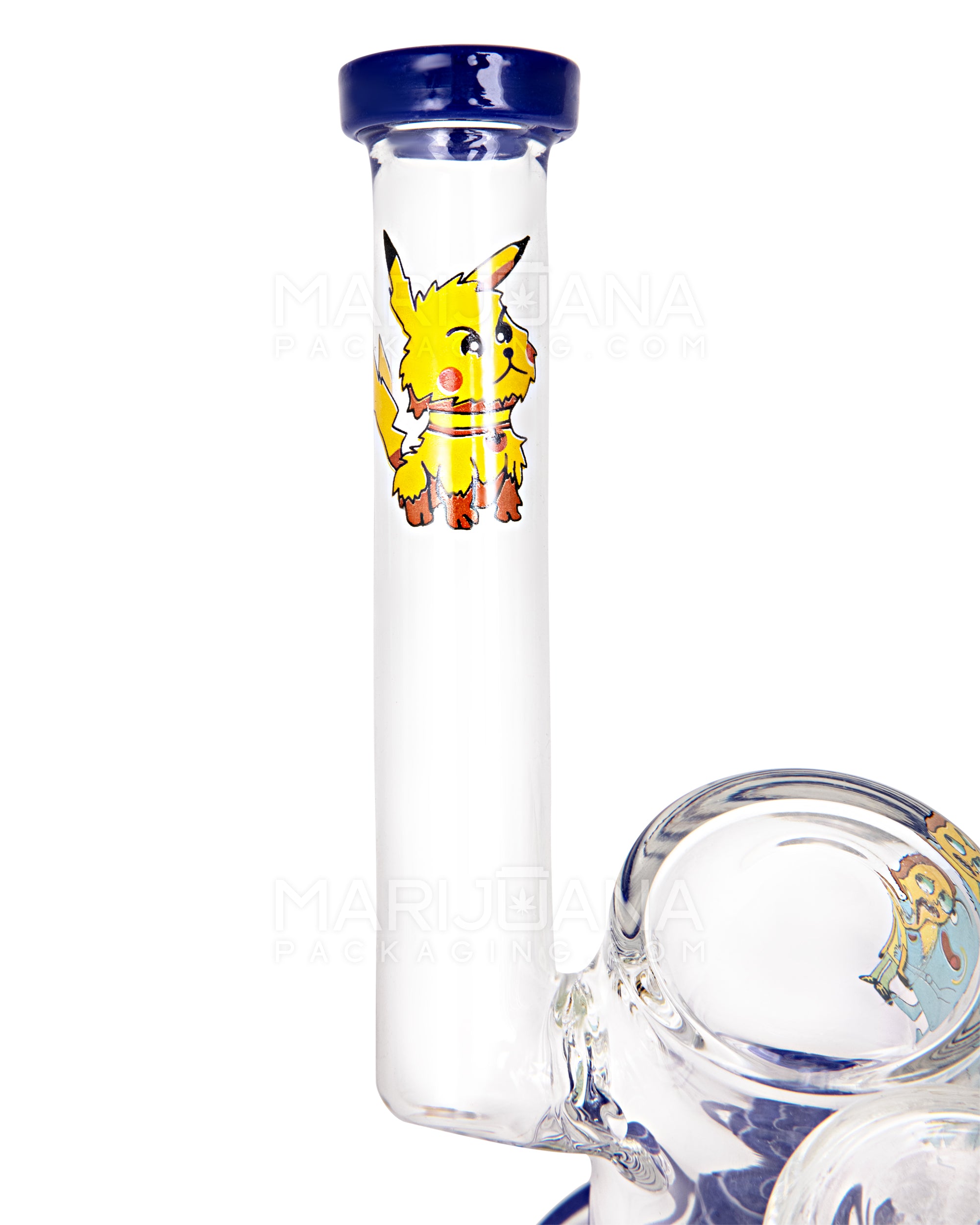 Sidecar Neck Circ Perc Decal Glass Straight Water Pipe w/ Thick Base | 6in Tall - 14mm Bowl - Assorted - 5