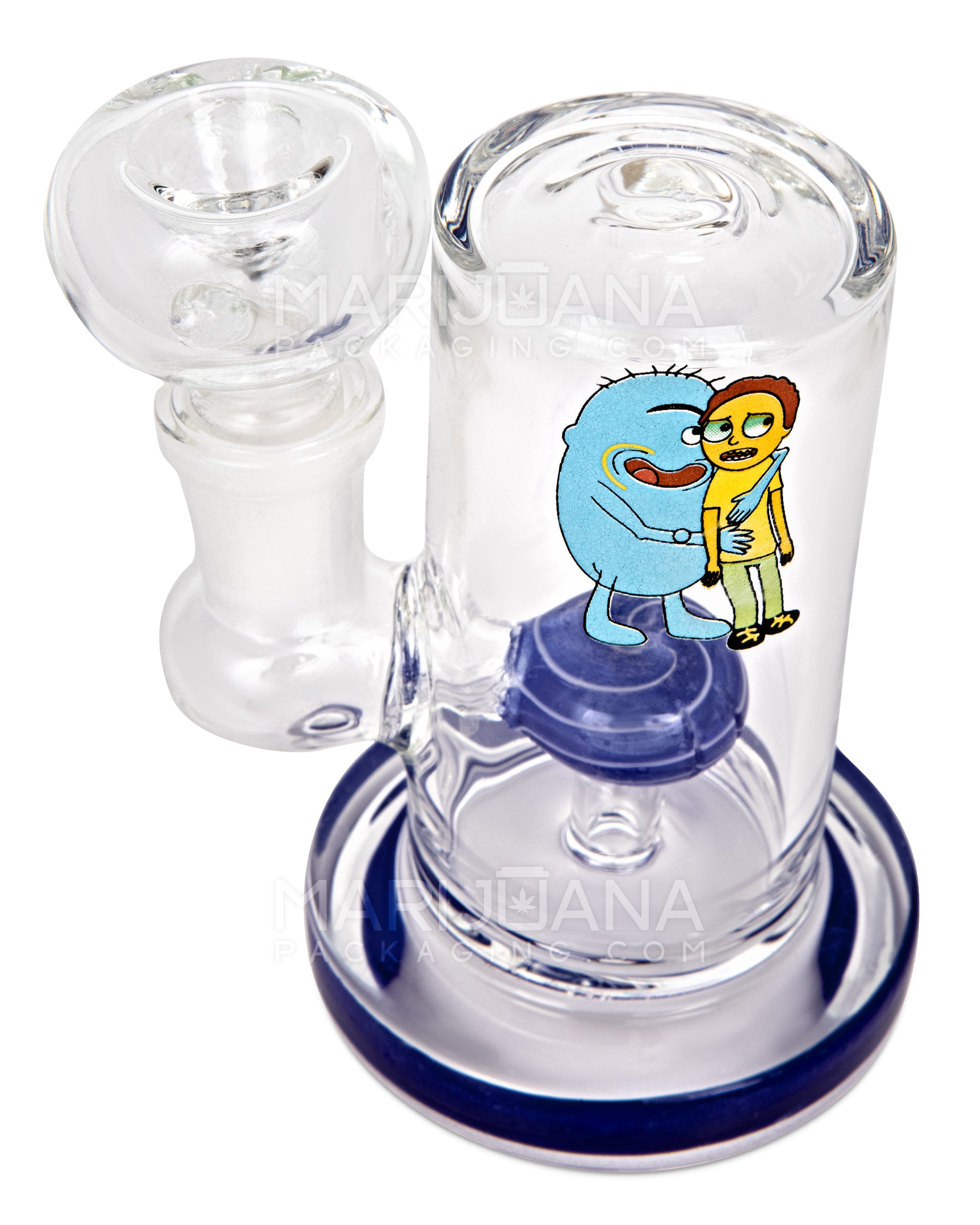 Sidecar Neck Circ Perc Decal Glass Straight Water Pipe w/ Thick Base | 6in Tall - 14mm Bowl - Assorted - 6