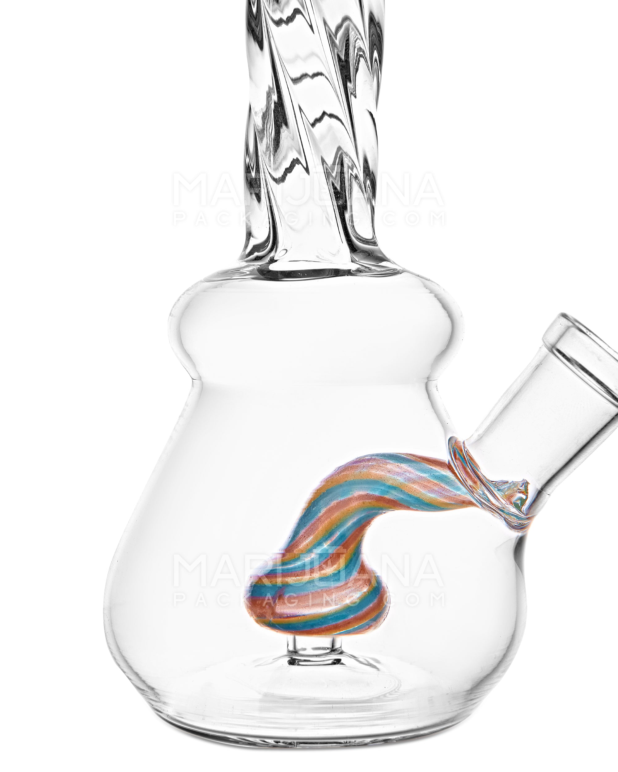 Spiral Neck Painted Circ Perc Glass Beaker Water Pipe | 6in Tall - 14mm Bowl - Assorted - 3