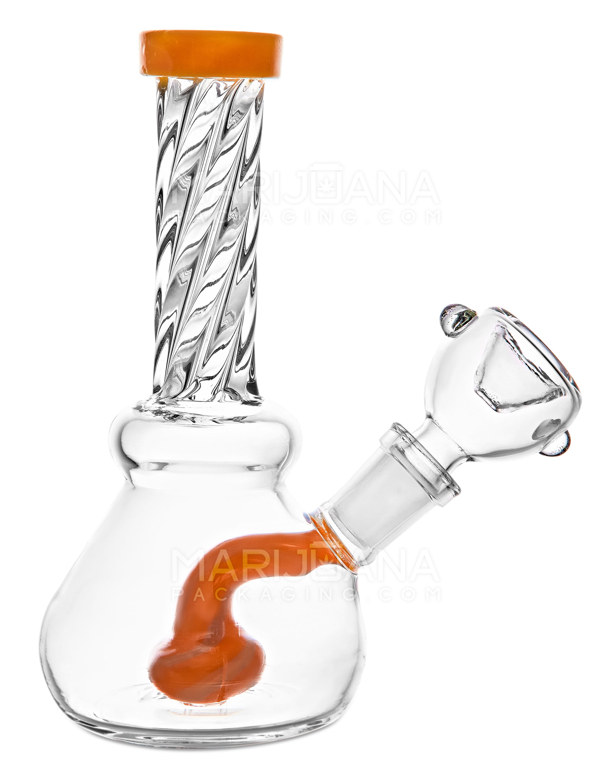 Spiral Neck Painted Circ Perc Glass Beaker Water Pipe | 6in Tall - 14mm Bowl - Assorted - 8