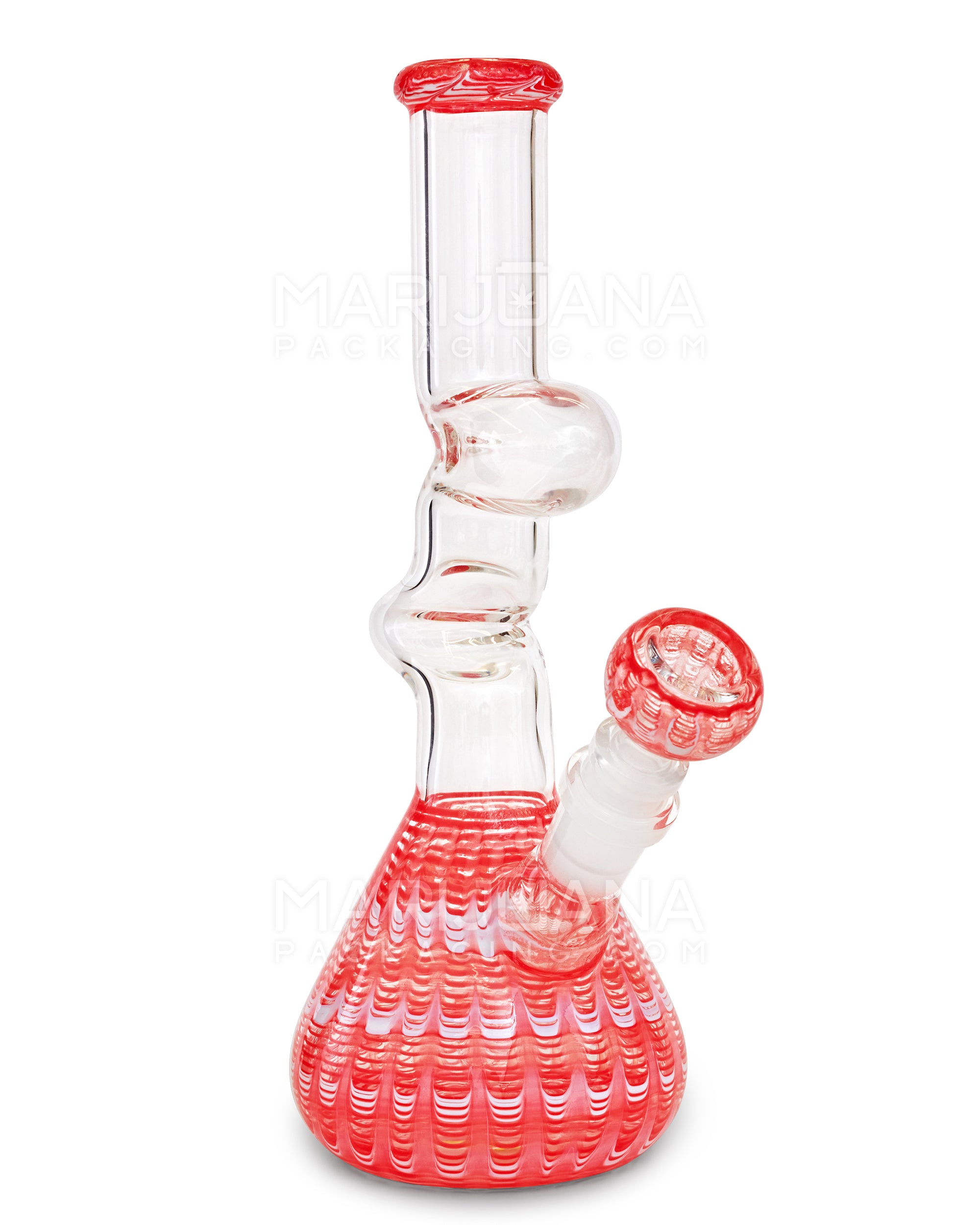 Z-Neck Raked Glass Beaker Water Pipe | 10in Tall - 14mm Bowl - Assorted - 2