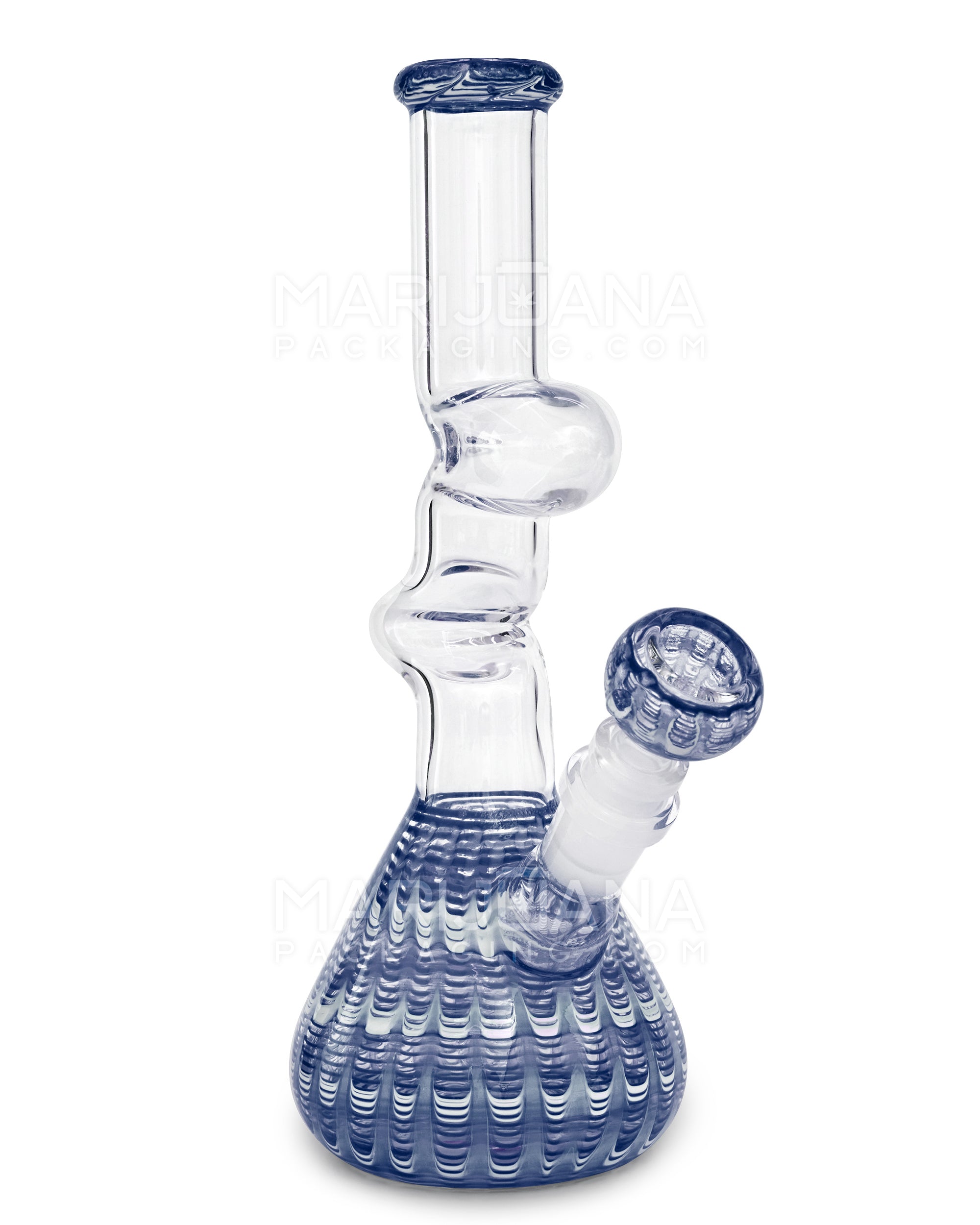Z-Neck Raked Glass Beaker Water Pipe | 10in Tall - 14mm Bowl - Assorted - 5