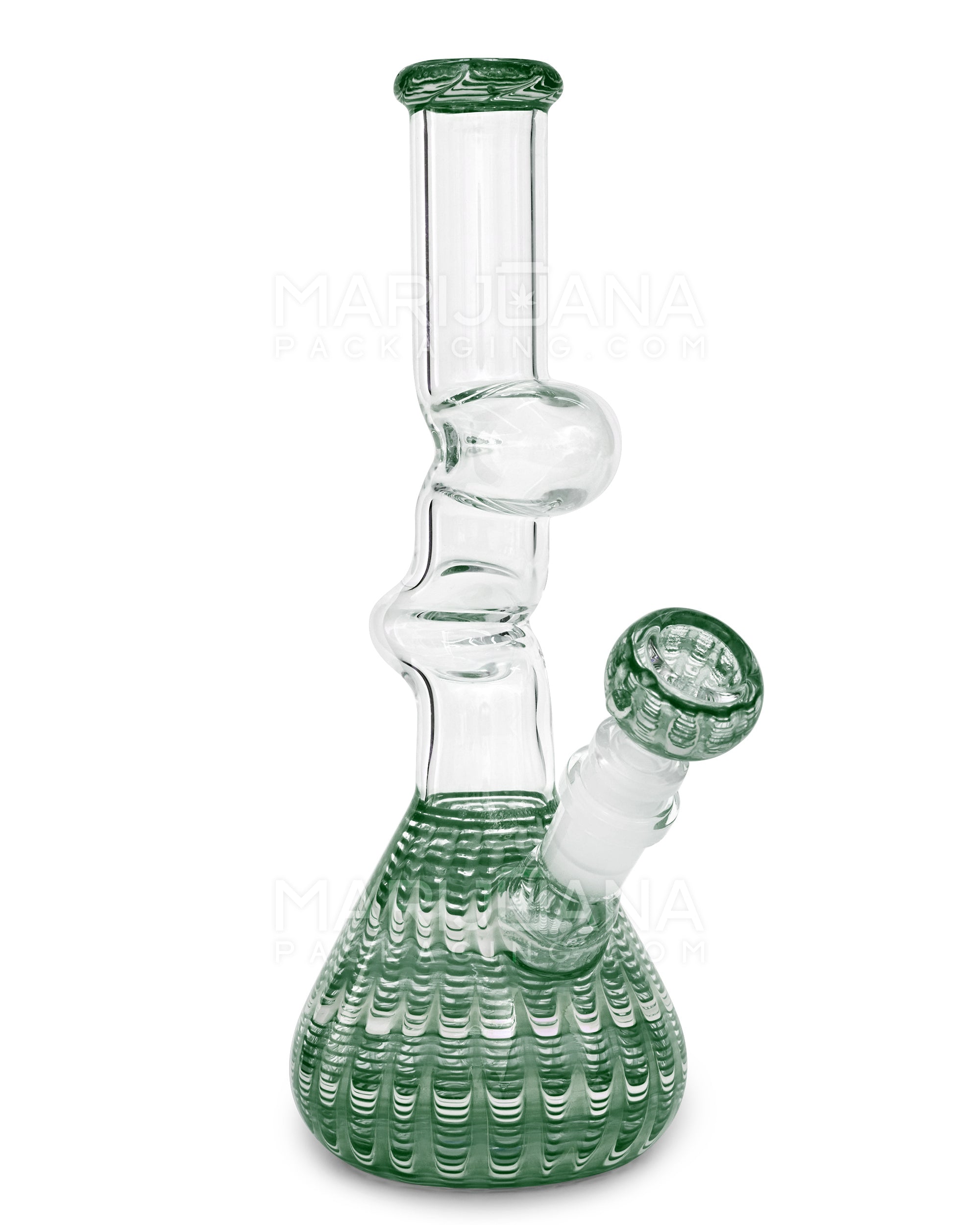 Z-Neck Raked Glass Beaker Water Pipe | 10in Tall - 14mm Bowl - Assorted - 7