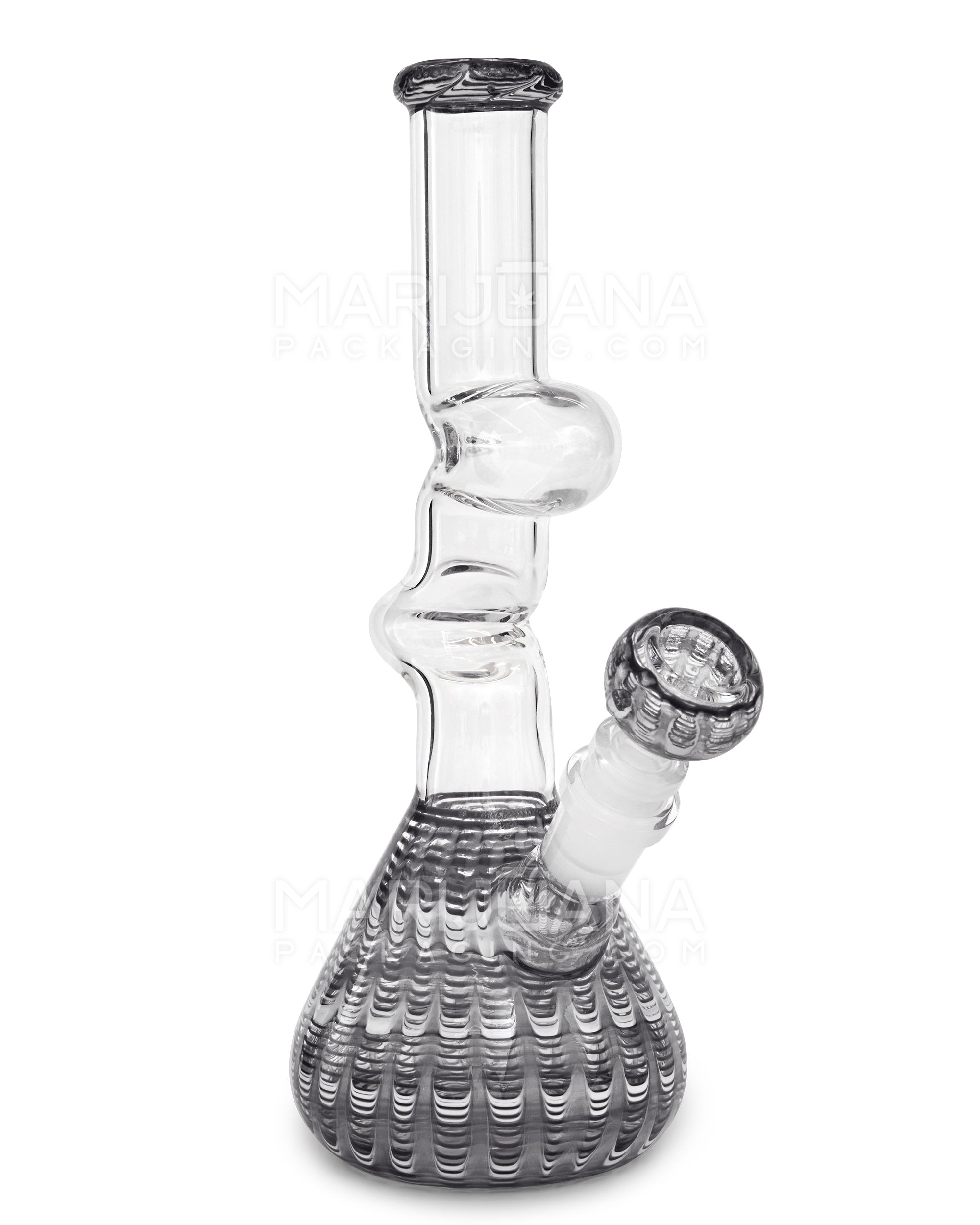 Z-Neck Raked Glass Beaker Water Pipe | 10in Tall - 14mm Bowl - Assorted - 9