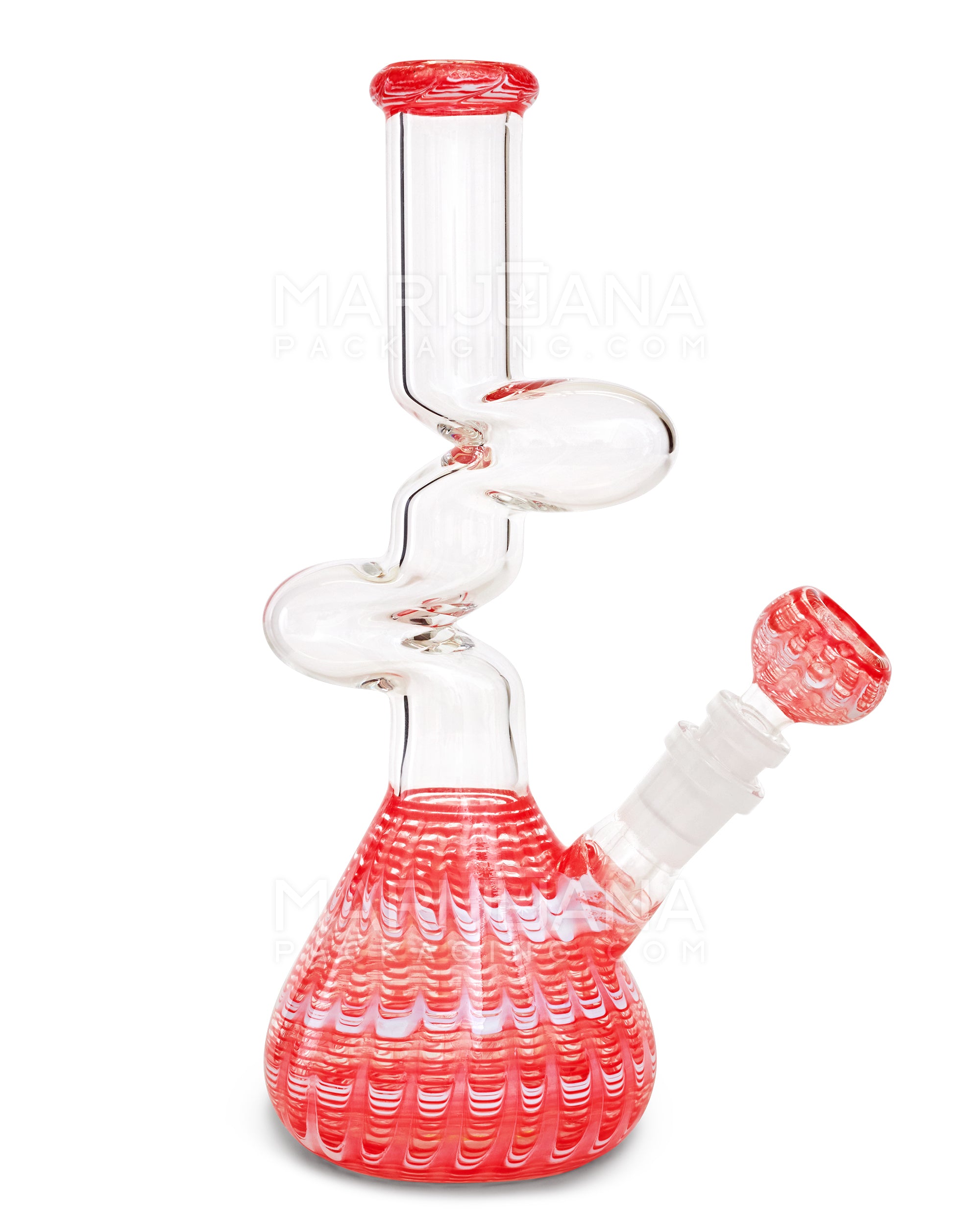 Z-Neck Raked Glass Beaker Water Pipe | 10in Tall - 14mm Bowl - Assorted - 1