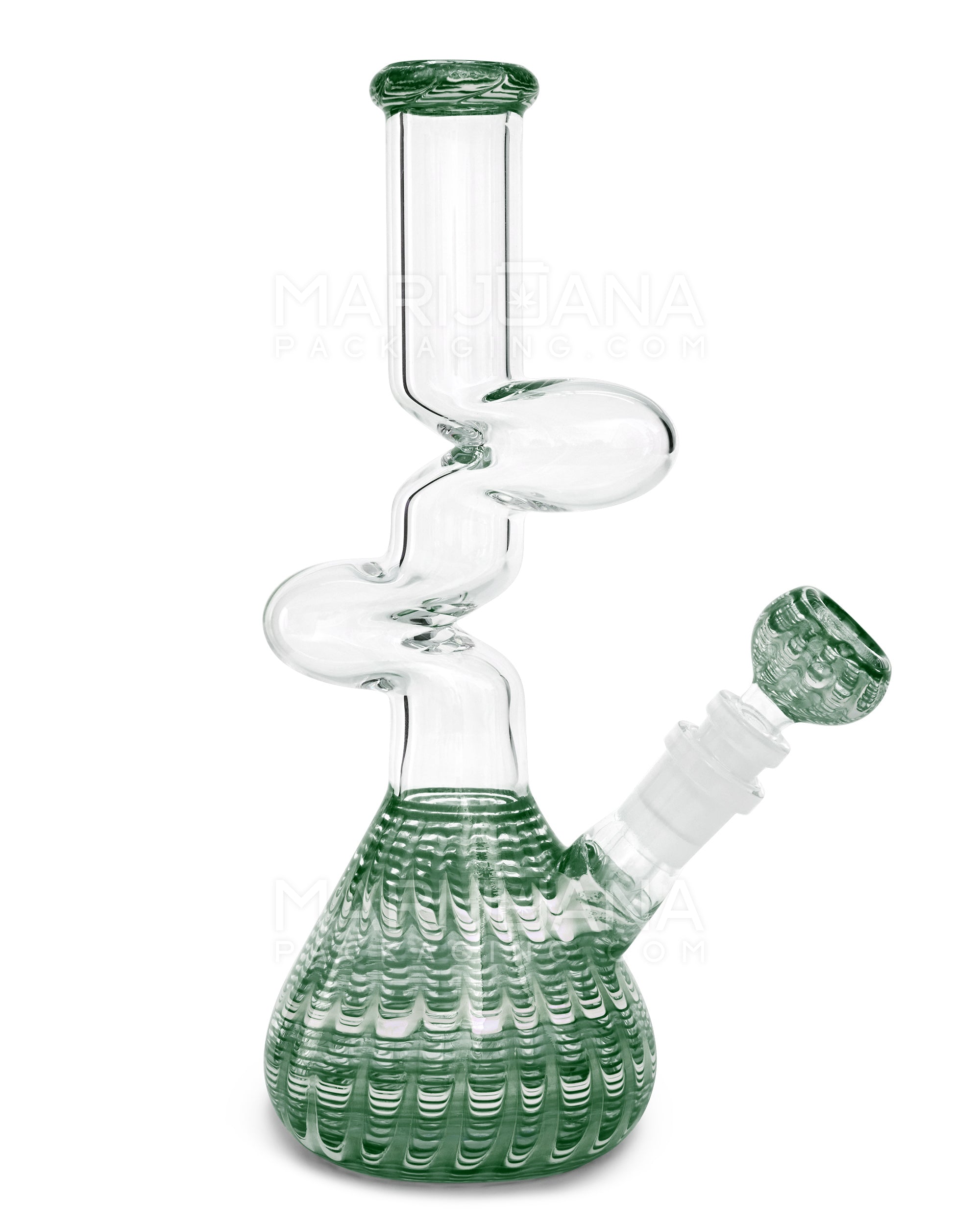 Z-Neck Raked Glass Beaker Water Pipe | 10in Tall - 14mm Bowl - Assorted - 6