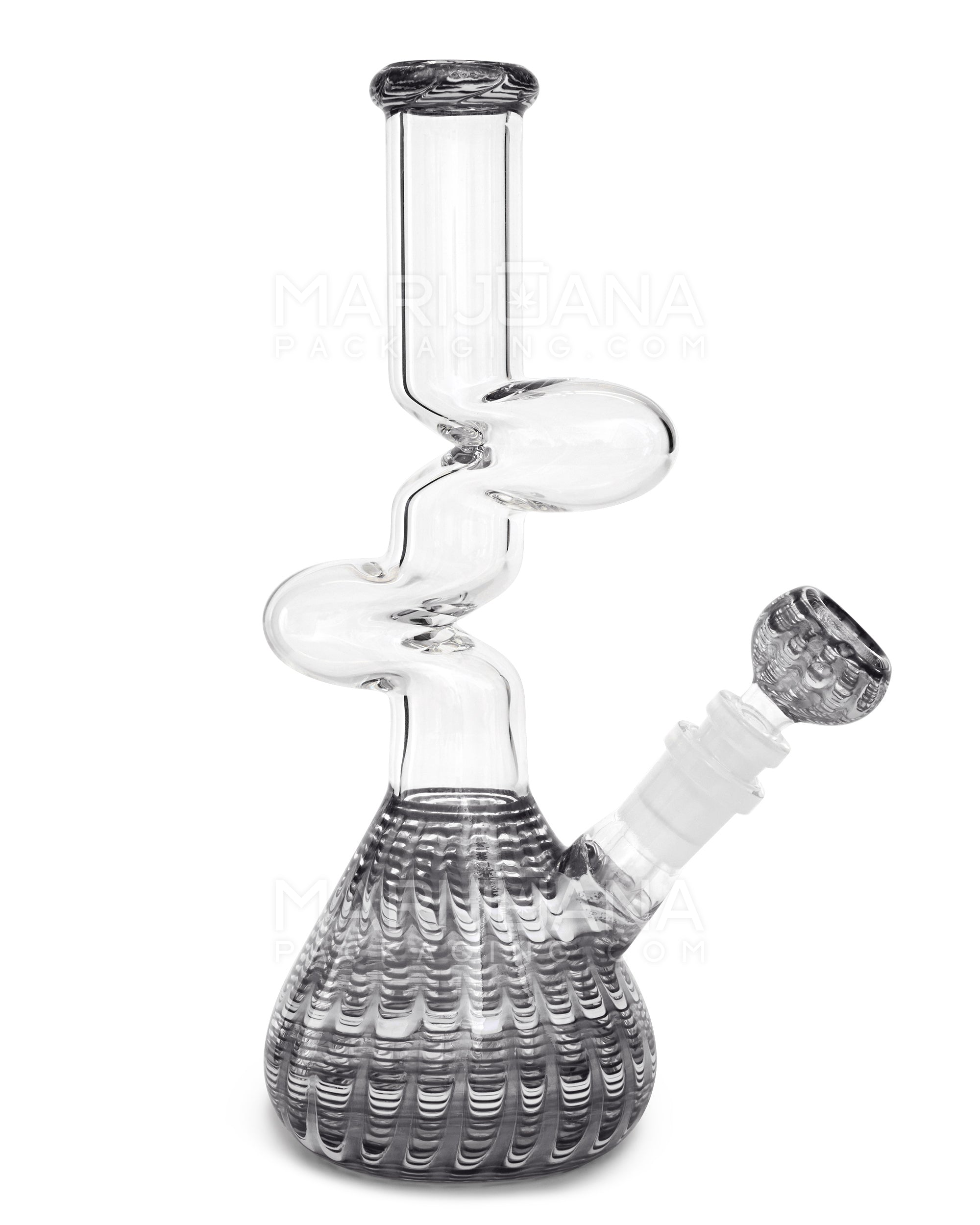 Z-Neck Raked Glass Beaker Water Pipe | 10in Tall - 14mm Bowl - Assorted - 8