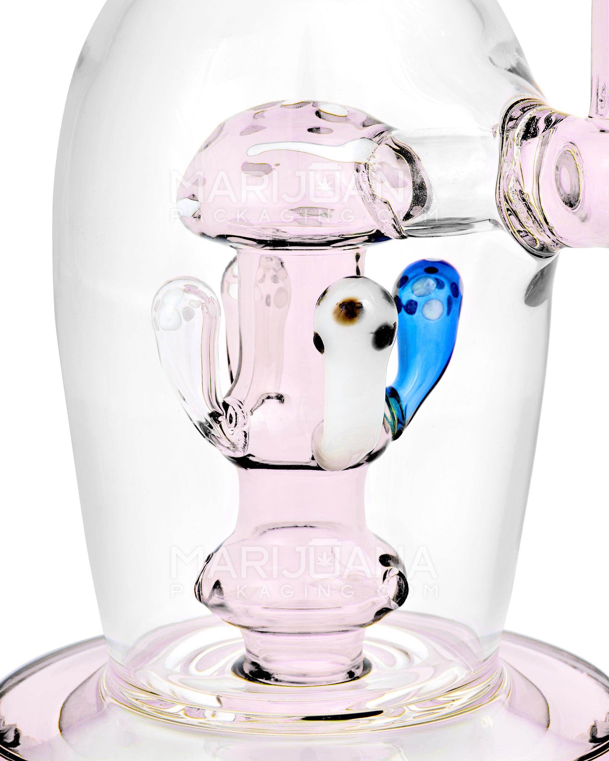 Straight Neck Mushroom Perc Glass Egg Water Pipe w/ Thick Base | 10.5in Tall - 14mm Bowl - Pink - 2