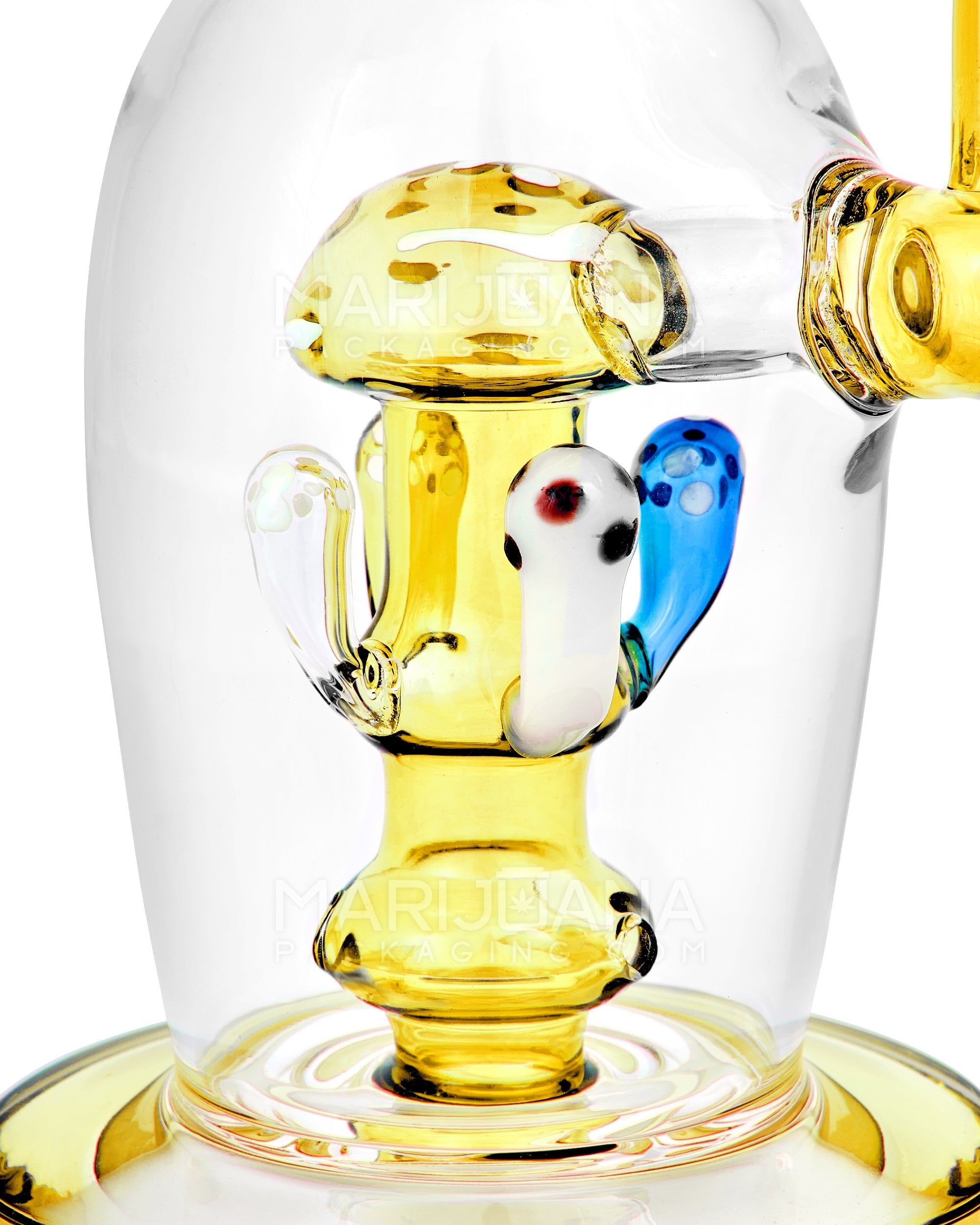 Straight Neck Mushroom Perc Glass Egg Water Pipe w/ Thick Base | 10.5in Tall - 14mm Bowl - Amber - 2