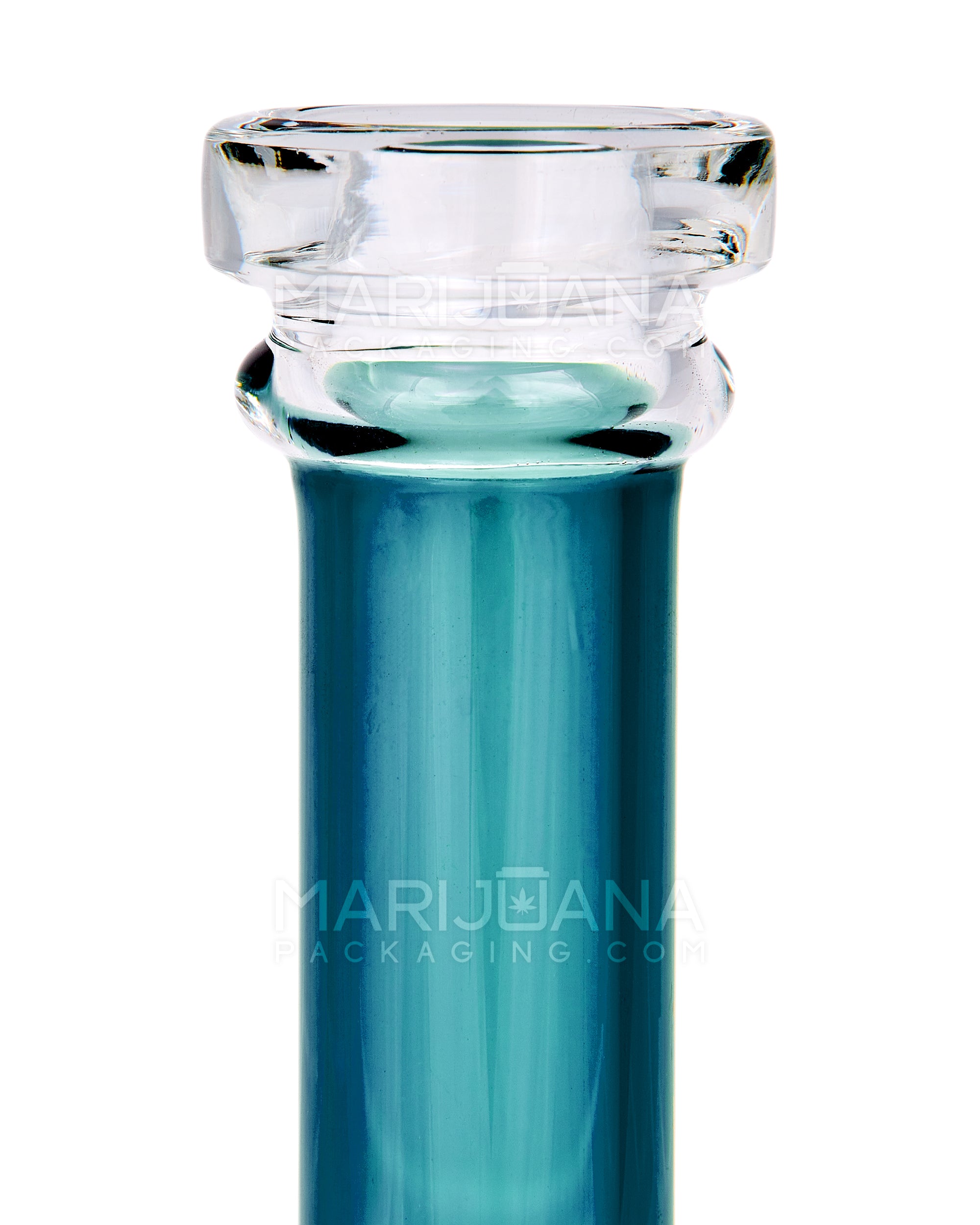 Straight Neck Mushroom Perc Glass Egg Water Pipe w/ Thick Base | 10.5in Tall - 14mm Bowl - Teal - 3