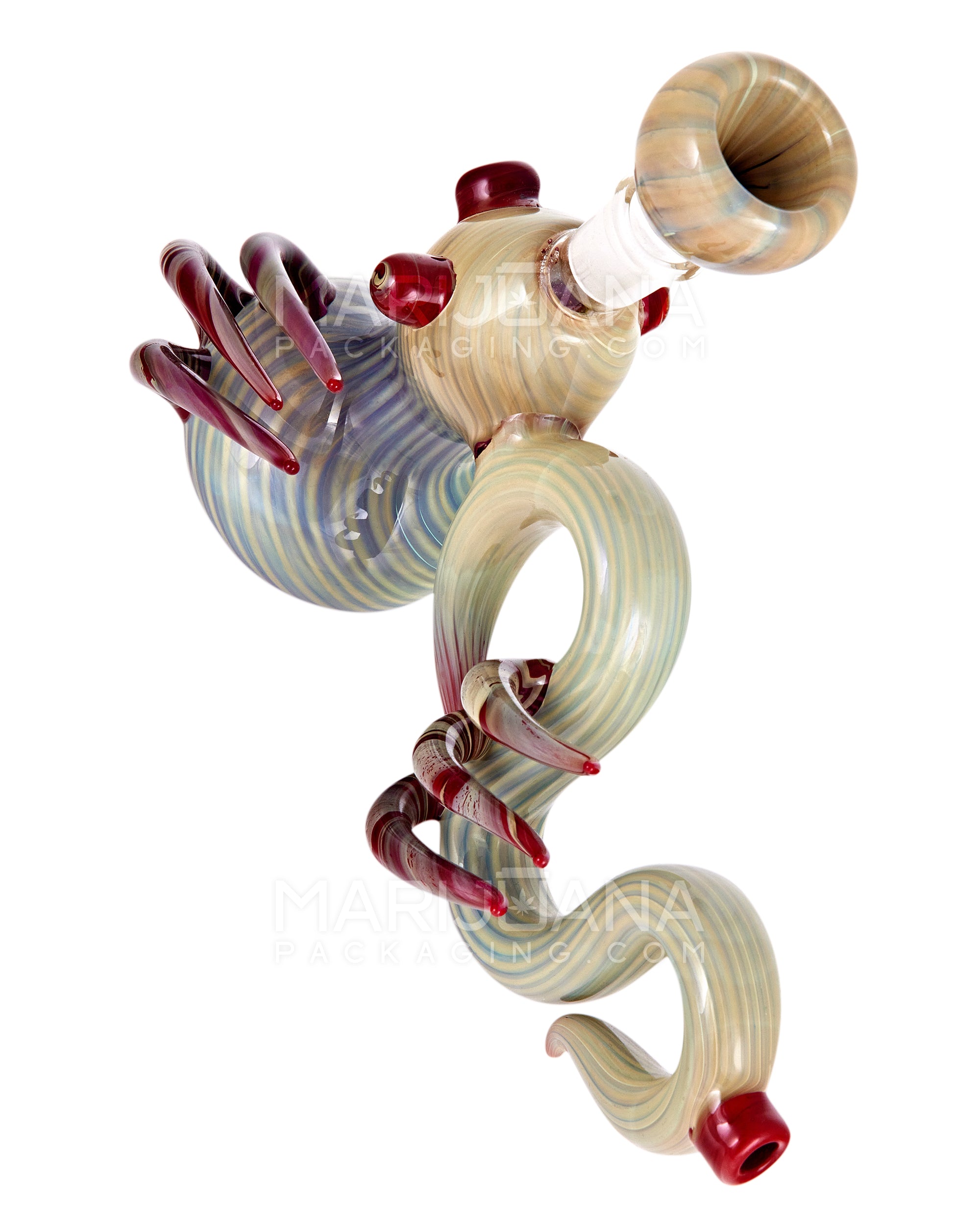 Heady | Color Pull Dragon Glass Bubbler w/ Removable Bowl & Glass Horns | 6in Long - 14mm Bowl - Assorted - 3