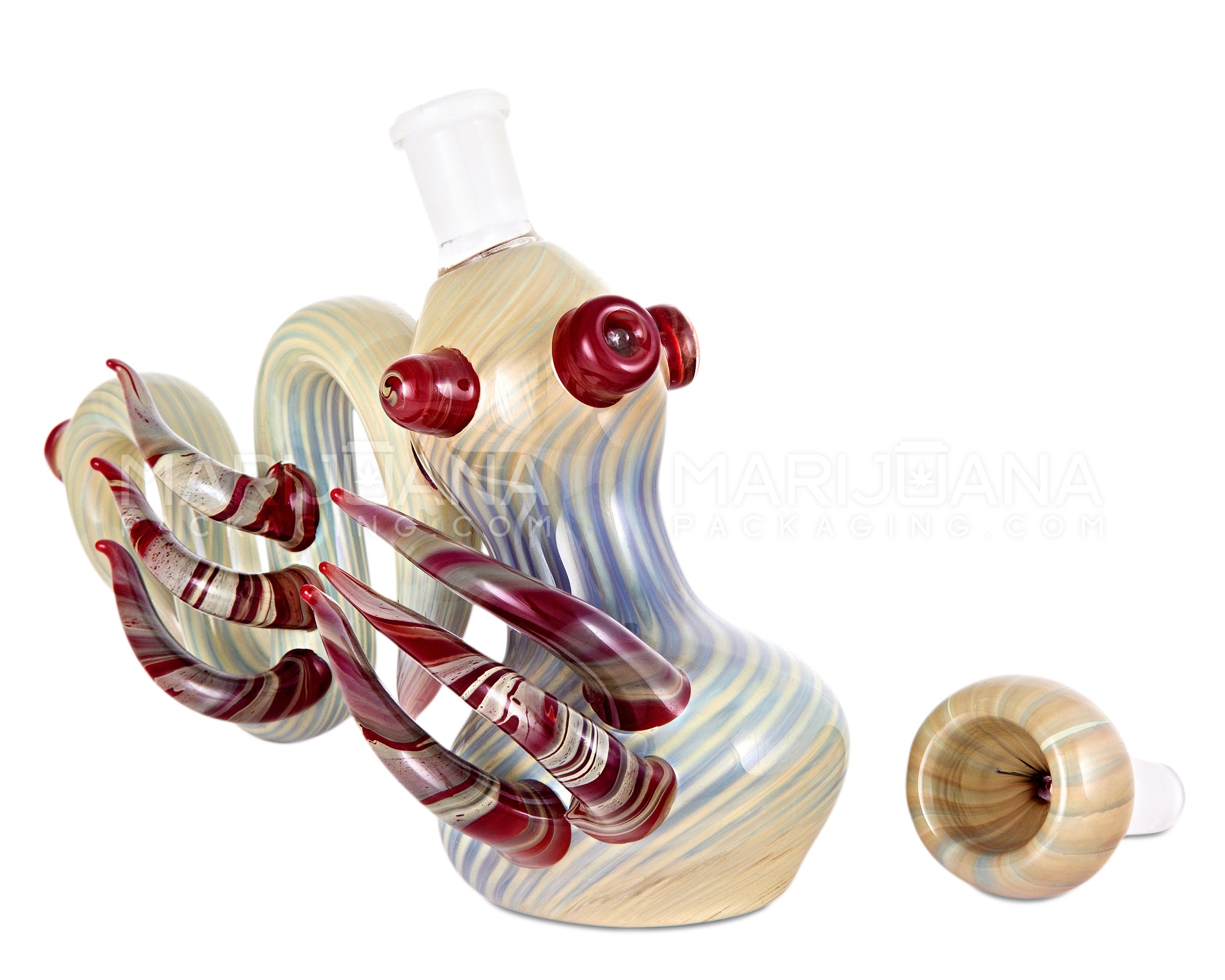 Heady | Color Pull Dragon Glass Bubbler w/ Removable Bowl & Glass Horns | 6in Long - 14mm Bowl - Assorted - 19