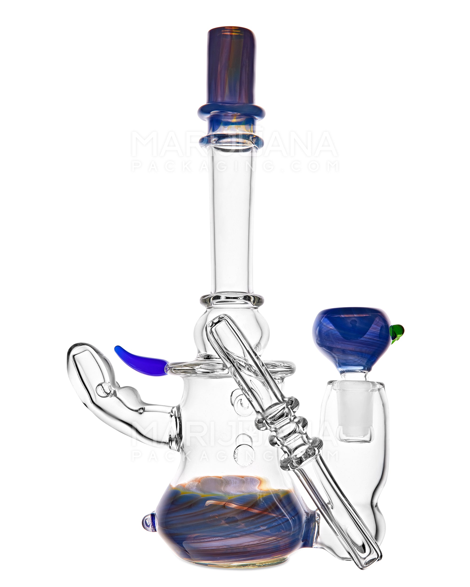 Heady | Straight Neck Inline Perc Color Pull Glass Ray Gun Water Pipe | 9.5in Tall - 14mm Bowl - Assorted - 1