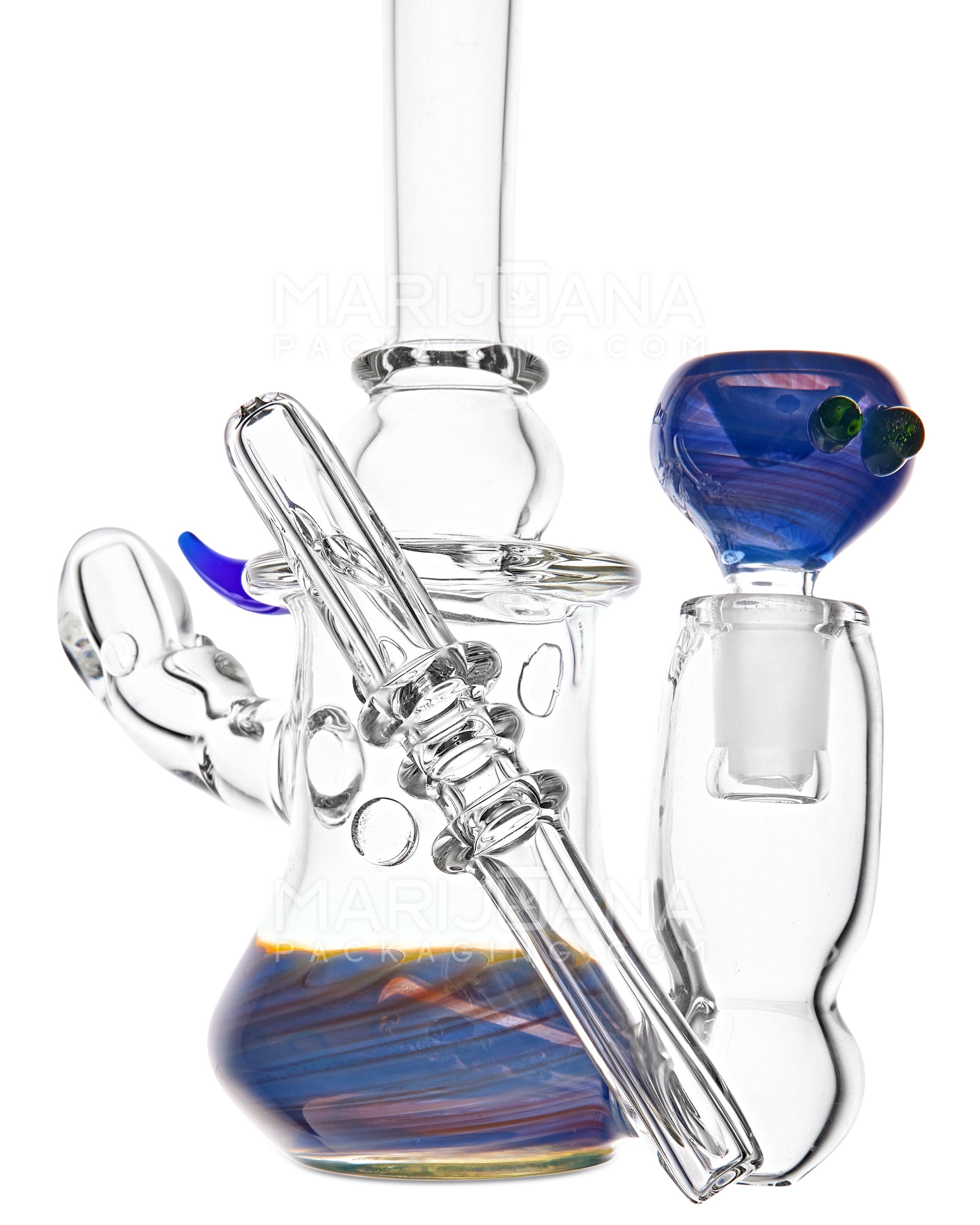 Heady | Straight Neck Inline Perc Color Pull Glass Ray Gun Water Pipe | 9.5in Tall - 14mm Bowl - Assorted - 6