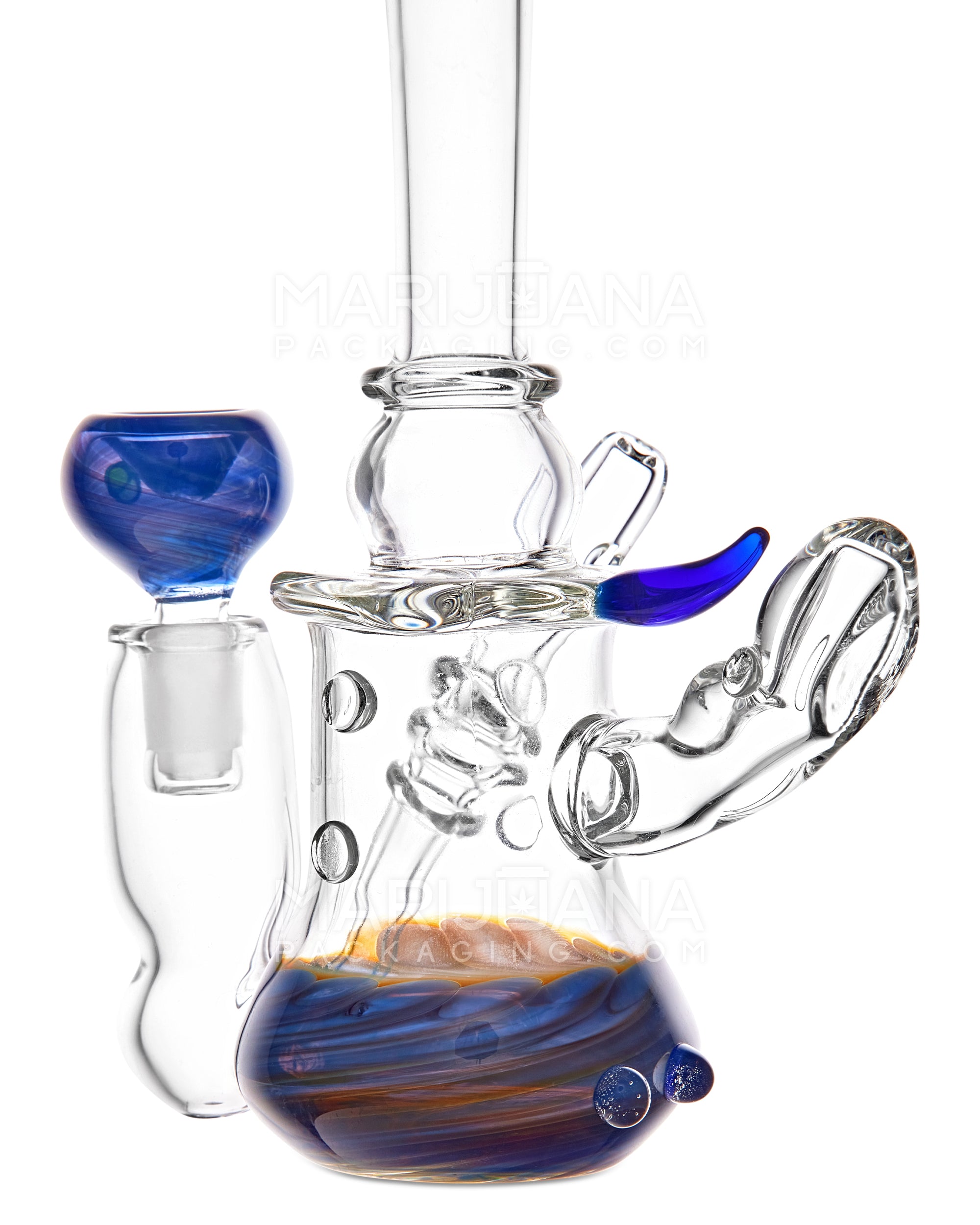 Heady | Straight Neck Inline Perc Color Pull Glass Ray Gun Water Pipe | 9.5in Tall - 14mm Bowl - Assorted - 4