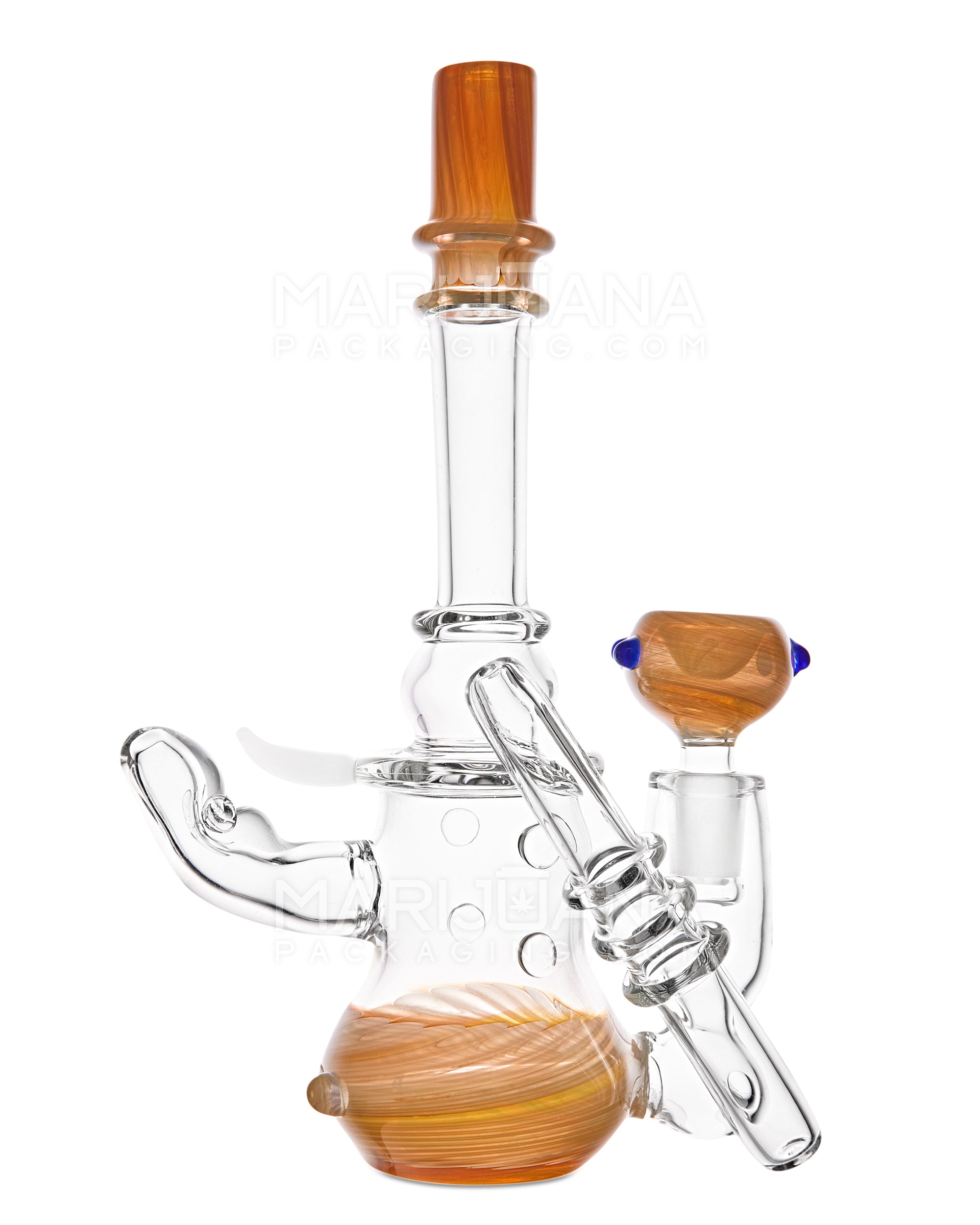 Heady | Straight Neck Inline Perc Color Pull Glass Ray Gun Water Pipe | 9.5in Tall - 14mm Bowl - Assorted - 9