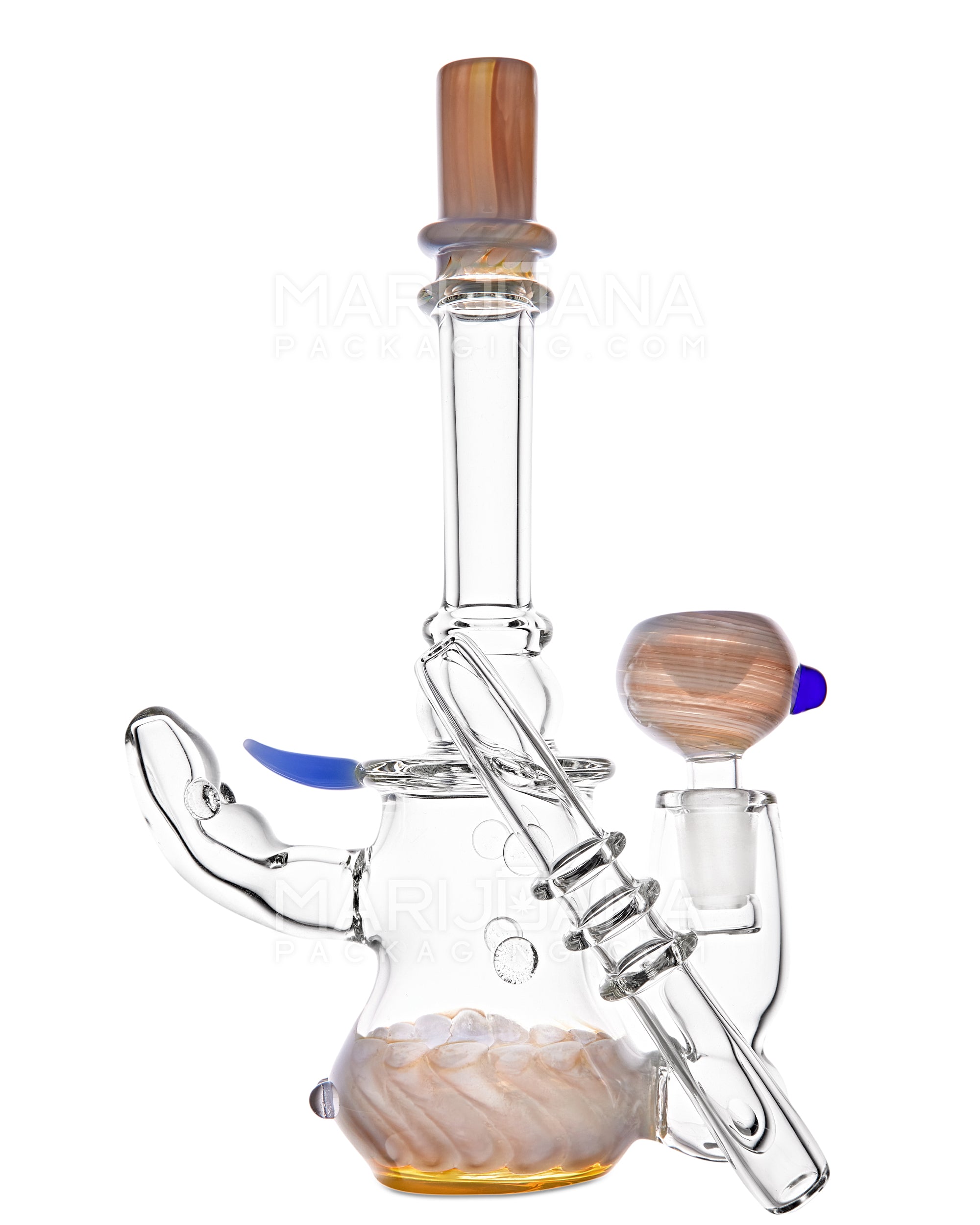 Heady | Straight Neck Inline Perc Color Pull Glass Ray Gun Water Pipe | 9.5in Tall - 14mm Bowl - Assorted - 11