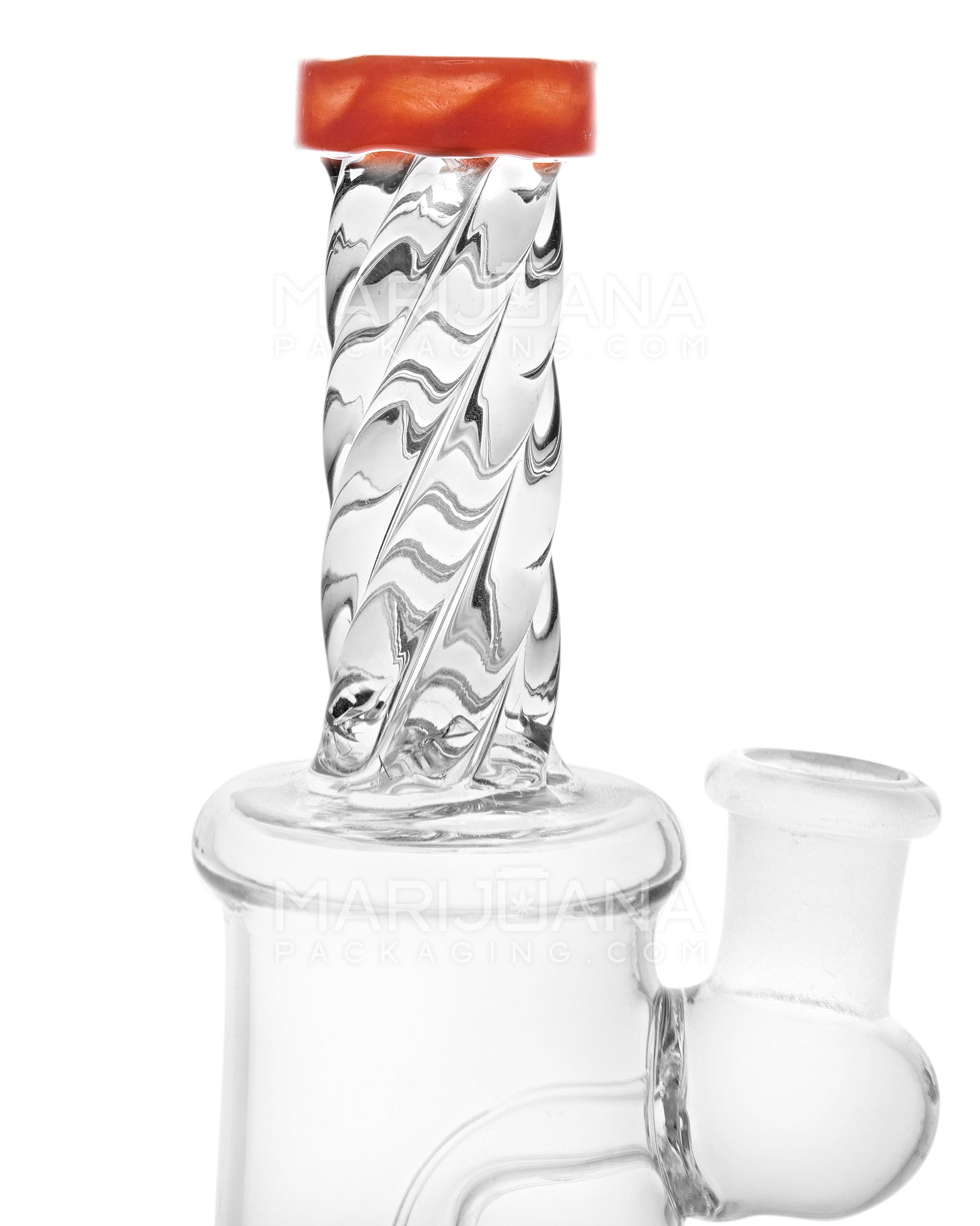 Spiral Neck Diffused Perc Glass Bell Water Pipe w/ Thick Base | 6in Tall - 14mm Bowl - Orange - 4