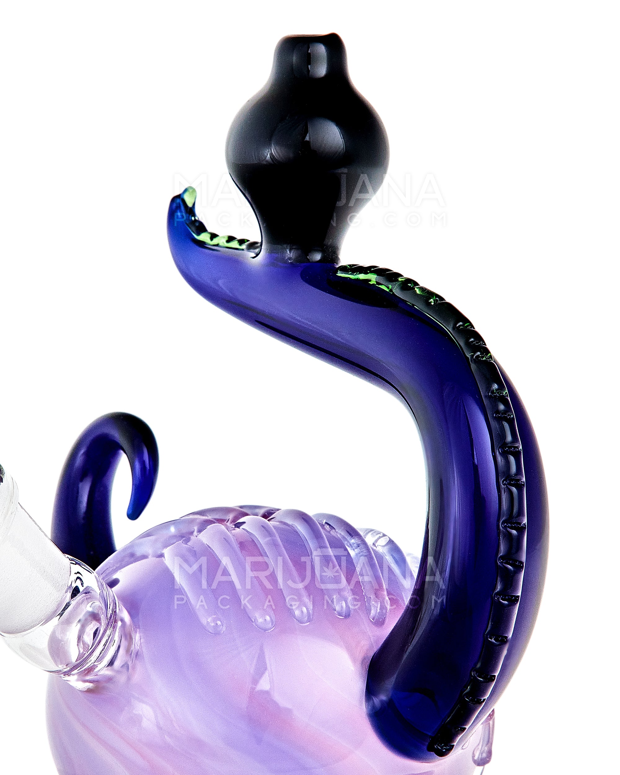Heady | Lantern Neck Crystal Skull Head Glass Water Pipe w/ Double Knockers | 7.5in Tall - 14mm Bowl - Assorted - 5