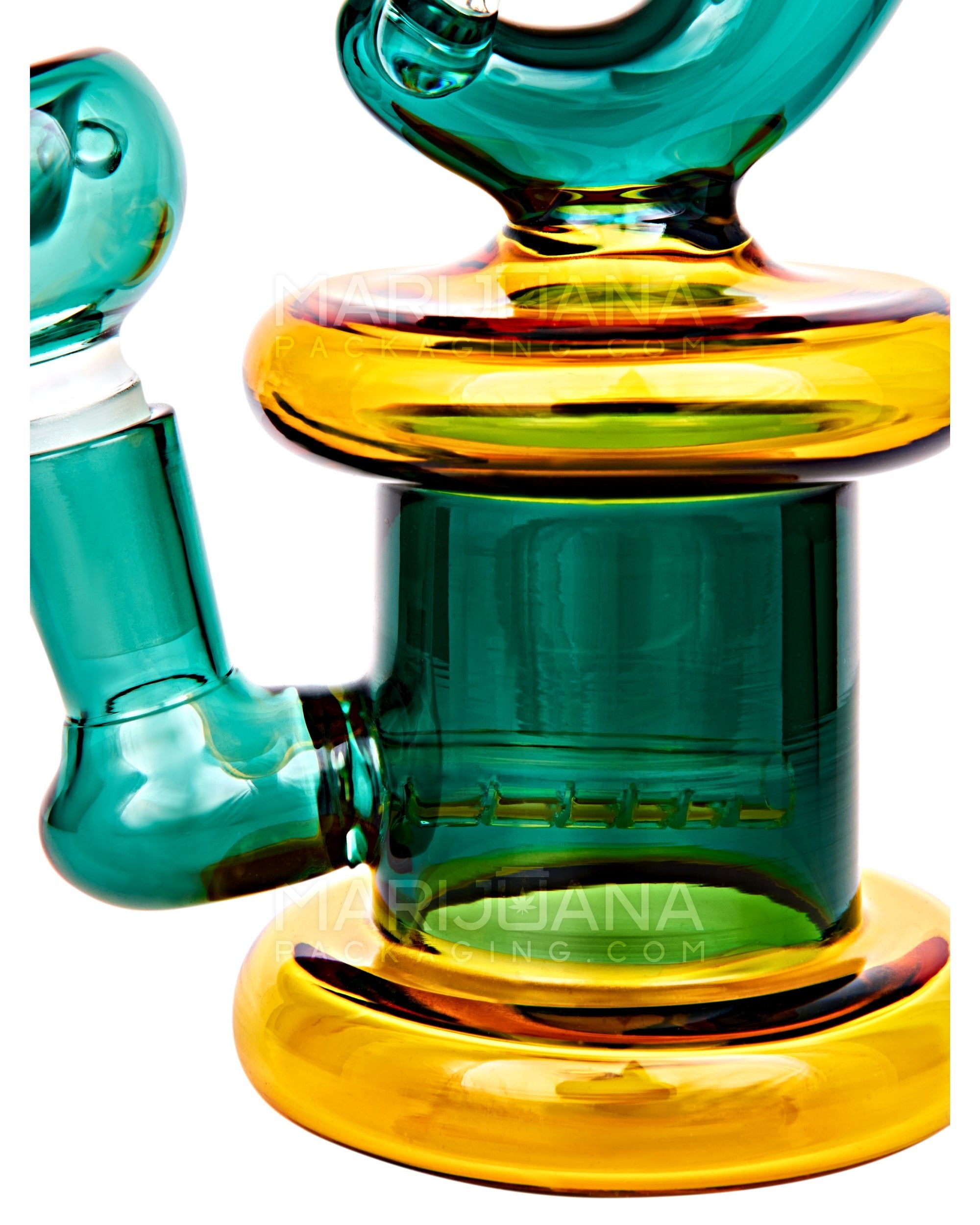 Fish Neck Inline Perc Glass Water Pipe w/ Thick Base | 7.5in Tall - 14mm Bowl - Teal - 4