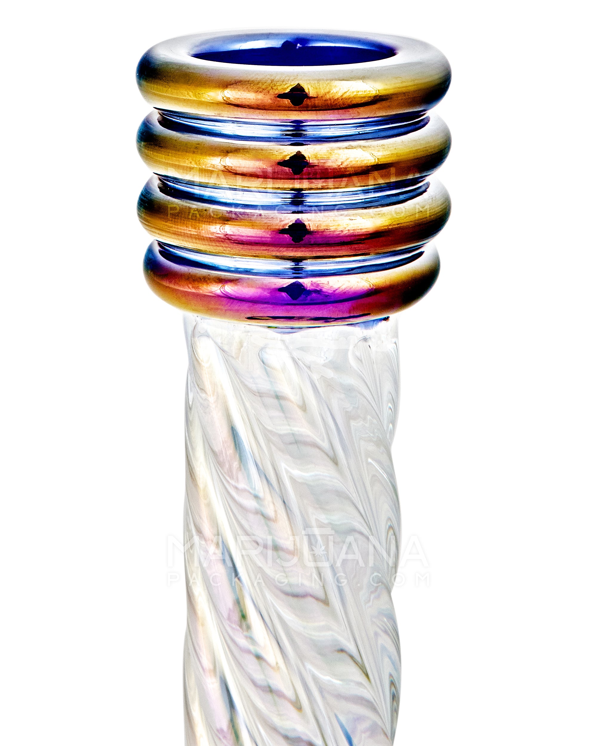 Spiral Neck Diffused Perc Pumpkin Glass Bell Water Pipe | 8in Tall - 14mm Bowl - Iridescent - 7