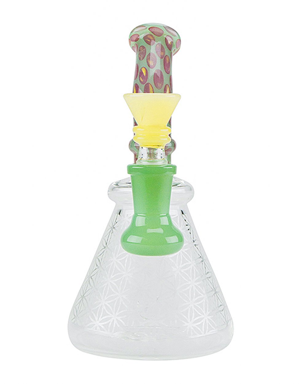 Bent Neck Speckled Frosted Glass Beaker Water Pipe | 6.5in Tall - 14mm Bowl - Mixed - 3