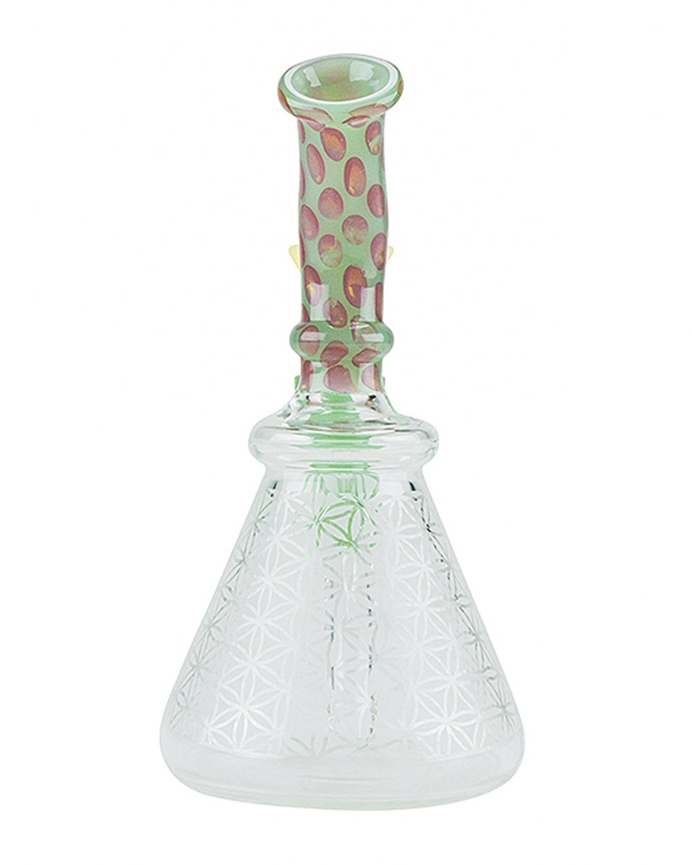 Bent Neck Speckled Frosted Glass Beaker Water Pipe | 6.5in Tall - 14mm Bowl - Mixed - 4