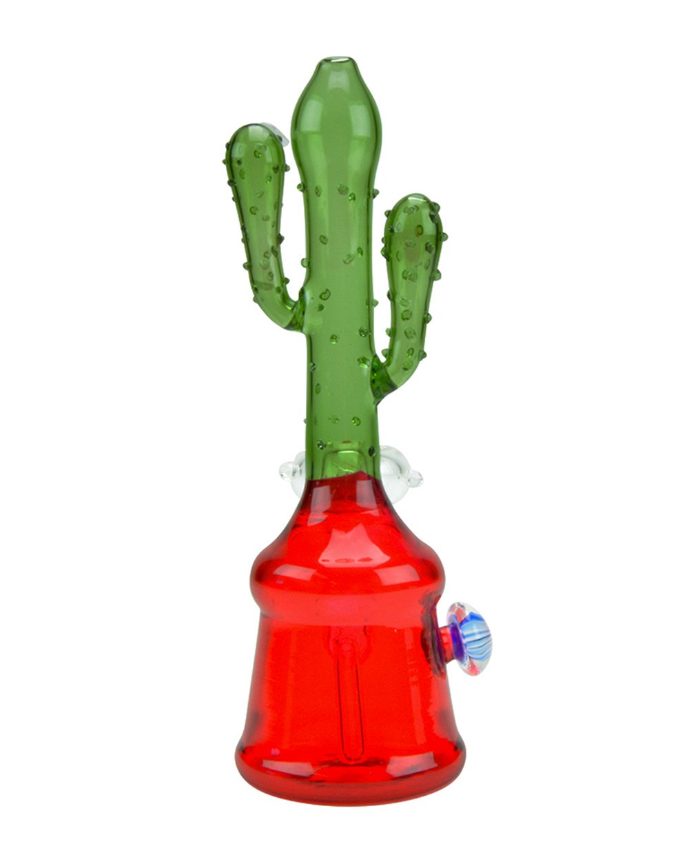 Cactus Neck Glass Water Pipe w/ Mushroom Button | 6.5in Tall - 14mm Bowl - Assorted - 4