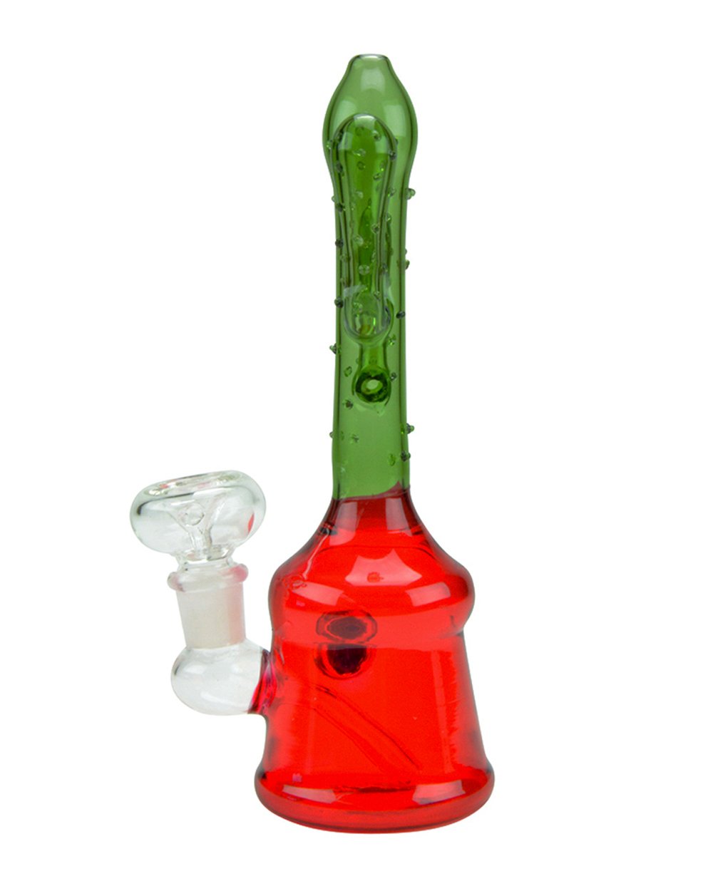 Cactus Neck Glass Water Pipe w/ Mushroom Button | 6.5in Tall - 14mm Bowl - Assorted - 2