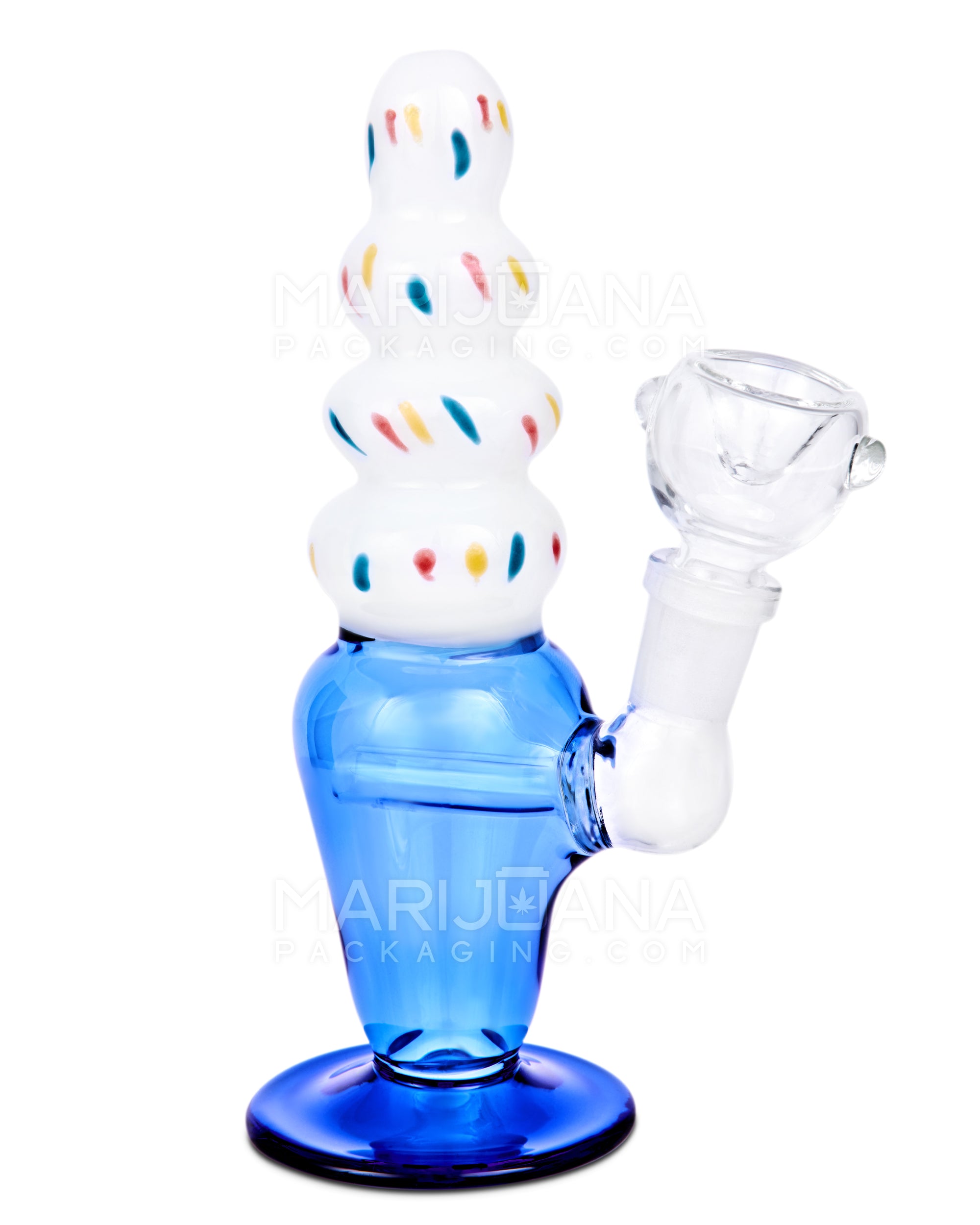 Inline Perc Glass Ice Cream Cone Water Pipe | 7.5in Tall - 14mm Bowl - Blue - 1